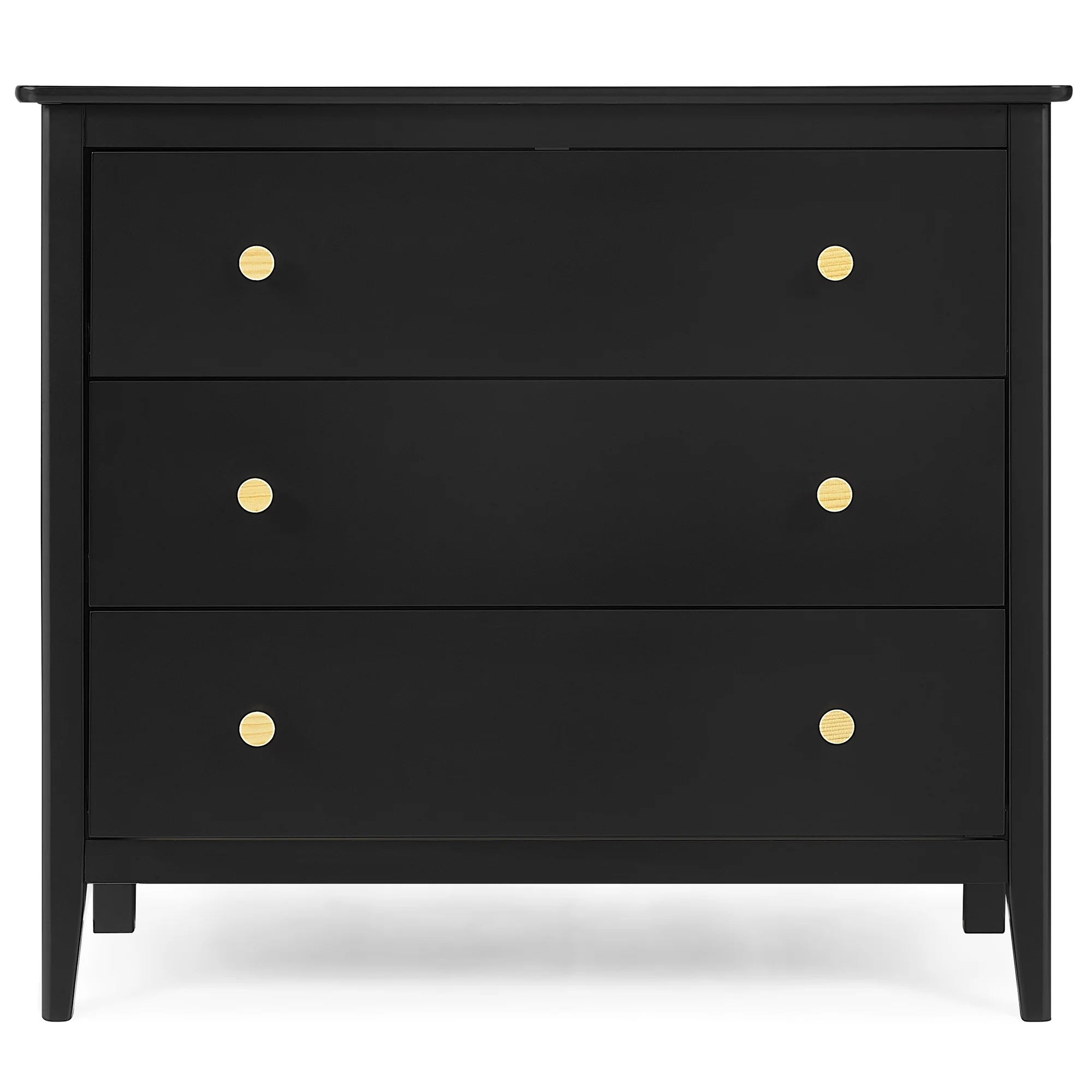 Delta Children Casey 3 Drawer Dresser with Interlocking Drawers, Black Ebony/Natural