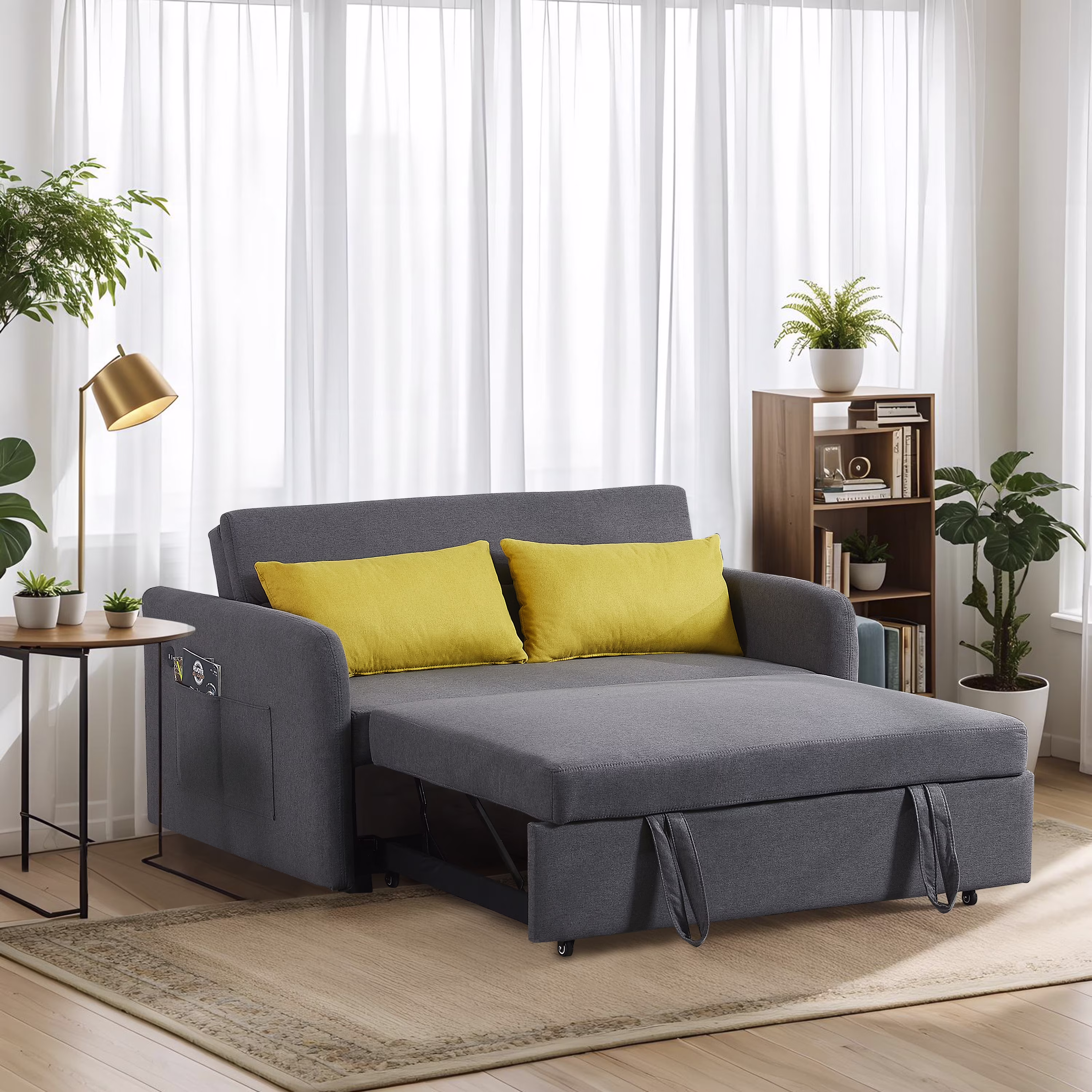 Gexpusm Convertible Sofa Bed with Pull Out Sofa Bed, 55
