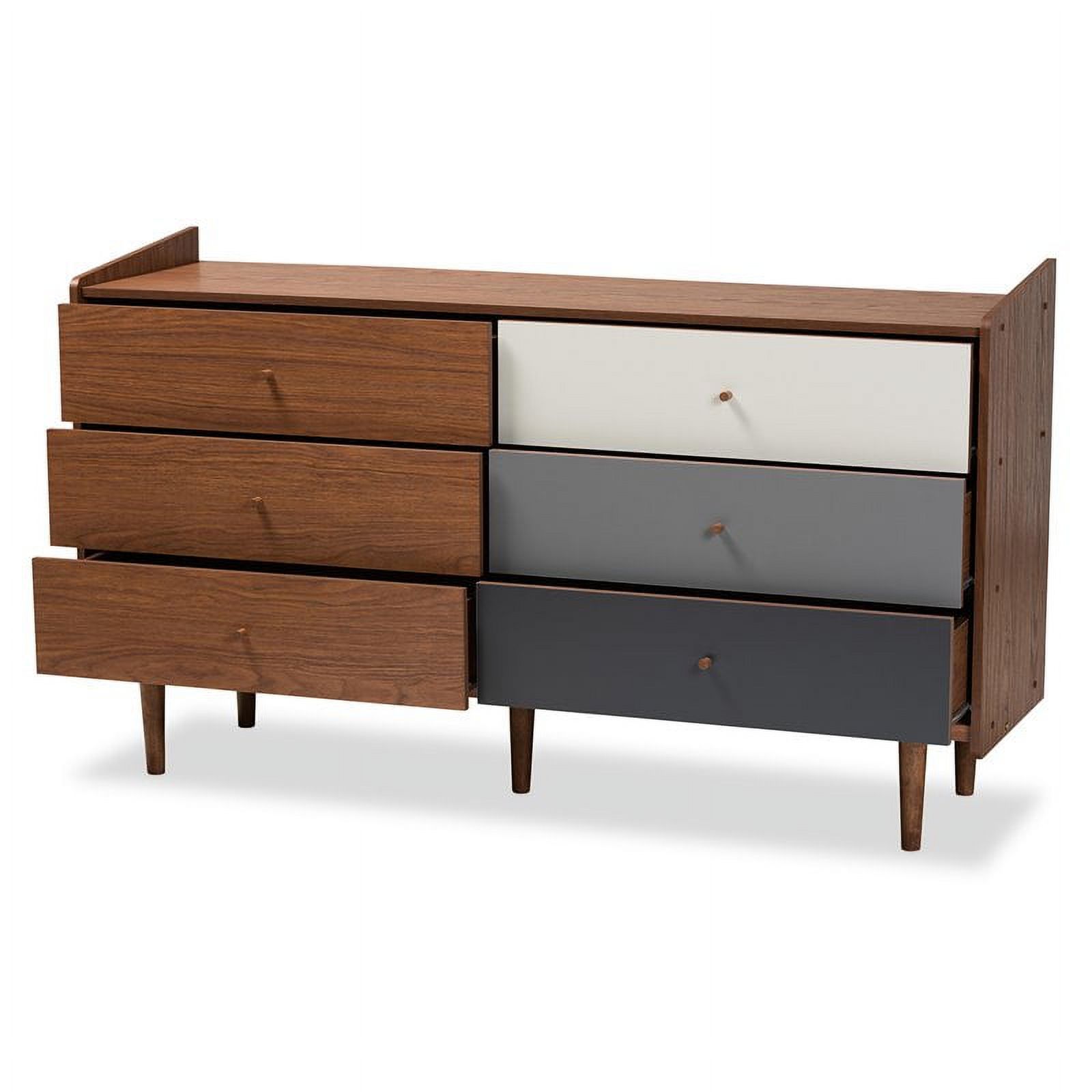Bowery Hill Walnut Brown and Grey Finished Wood 6-Drawer Dresser