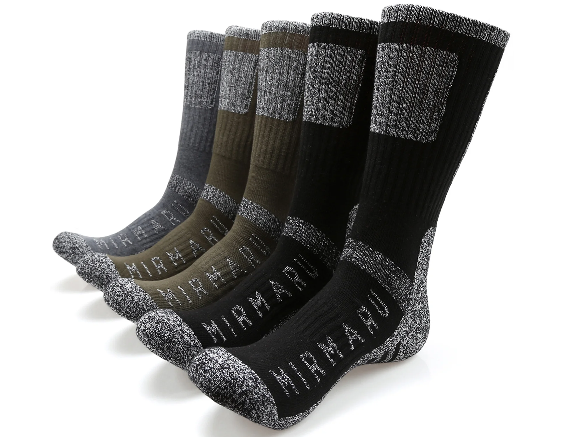 MIRMARU Men's 5 Pairs Multi Performance Outdoor Sports Hiking Trekking Crew Socks