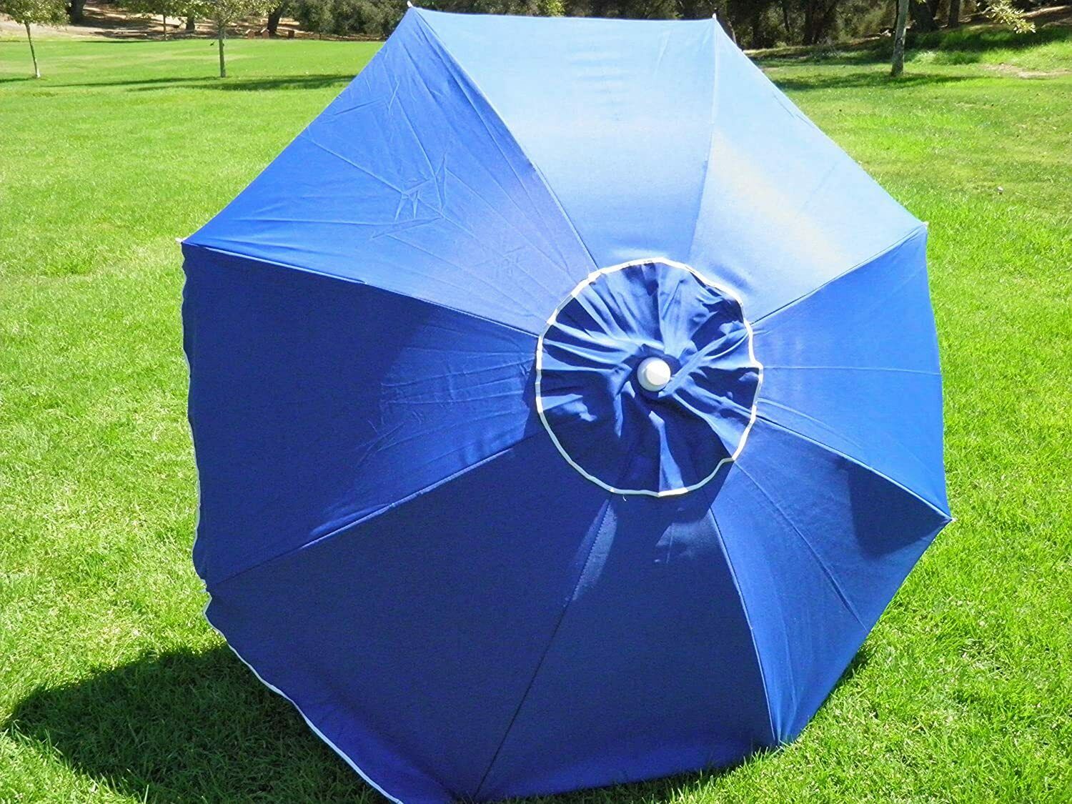 7FT. WATERPROOF 97% UVA PROTECTION BEACH UMBRELLA WITH CARRY CASE - SOLID BLUE