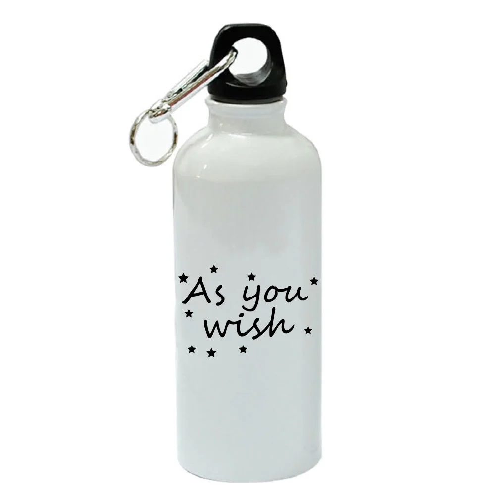 As You Wish White Aluminum Sports 20 oz Water Bottle