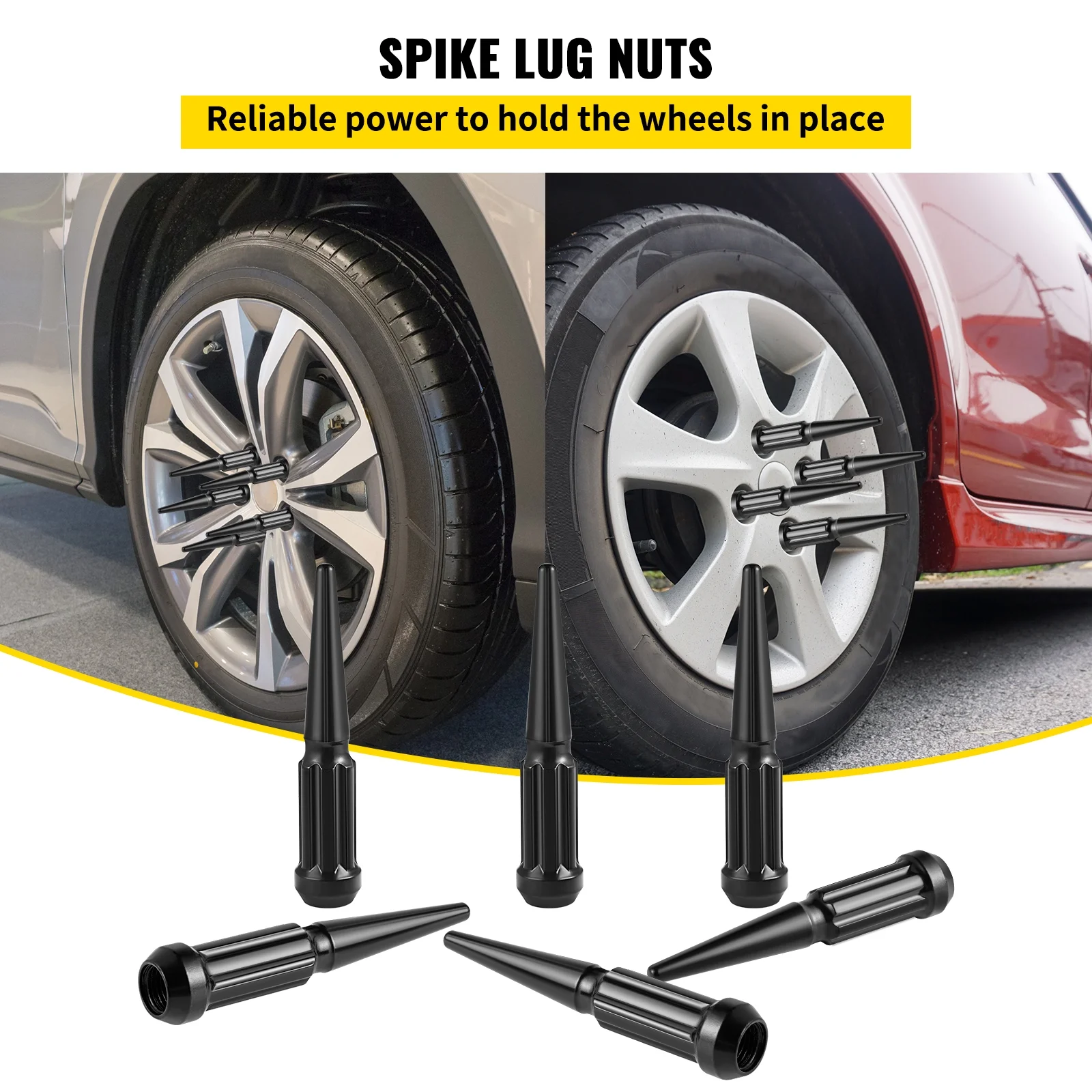 BENTISM 32 PCS Chrome Spike Lug Nuts 14x1.5 Chevy Silverado Tahoe 4.4