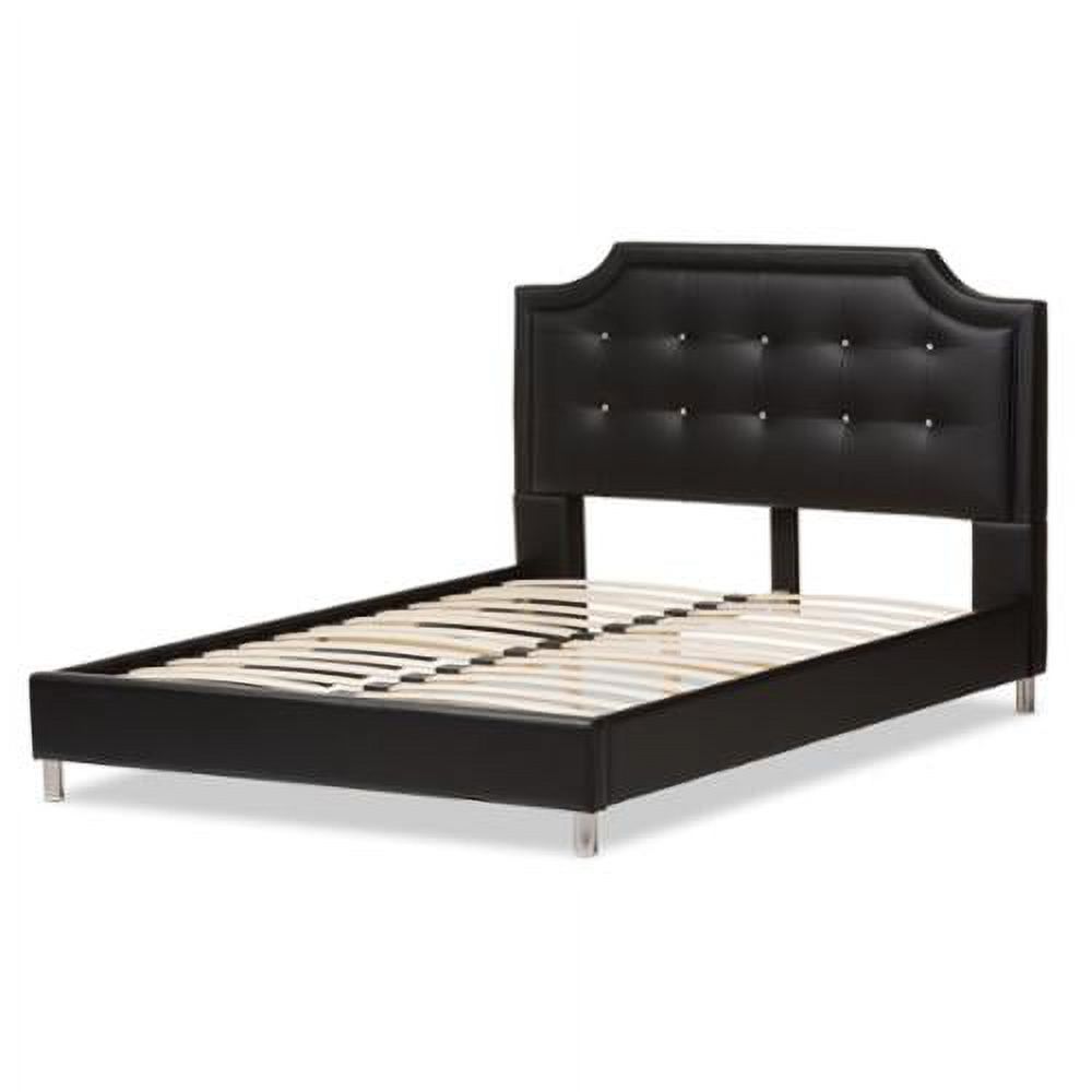 Baxton Studio  Carlotta Modern Black Faux Leather Platform Bed with Upholstered Headboard Queen