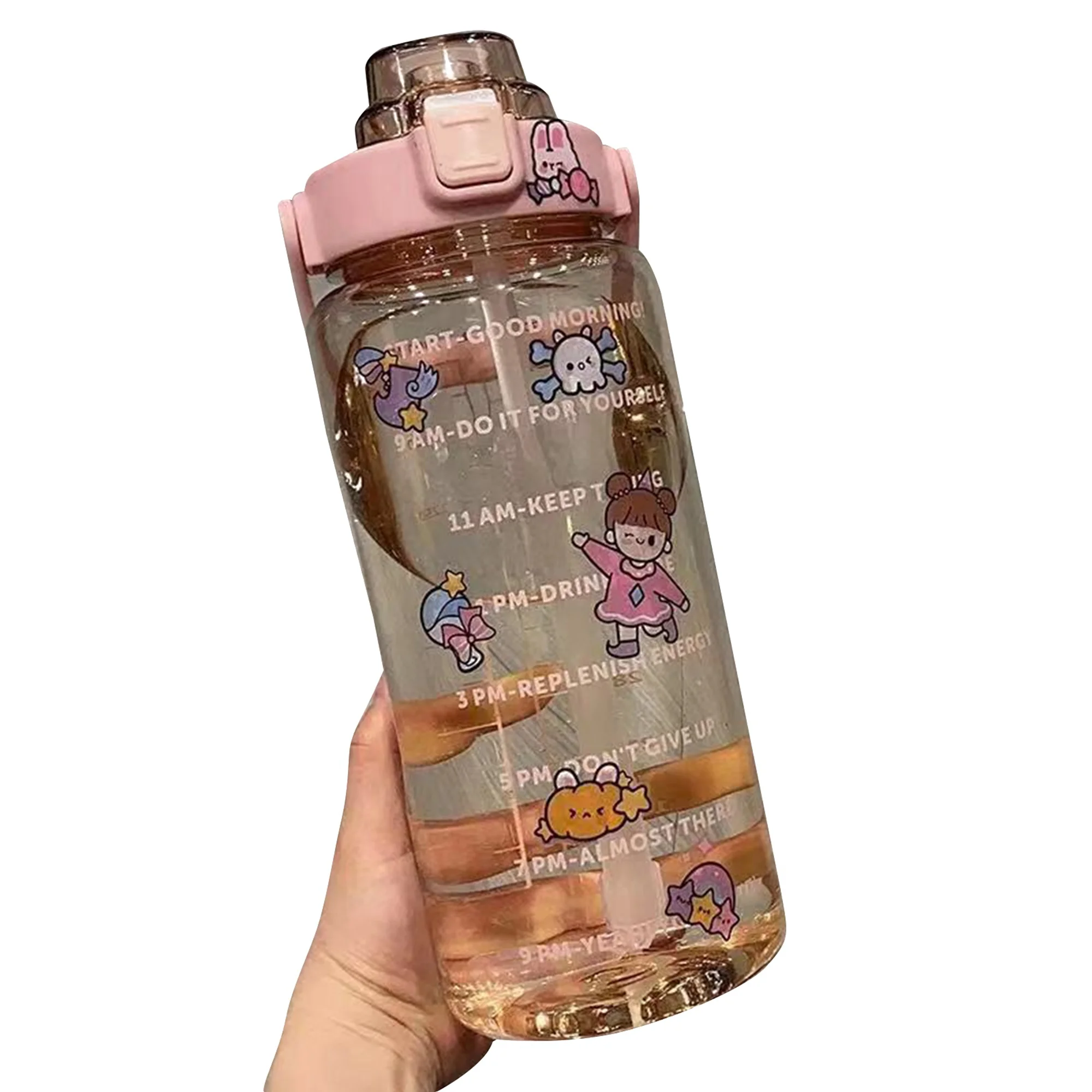 hirigin Water Cup with Silicone Straw Handle 2000ML Large Capacity Bottle