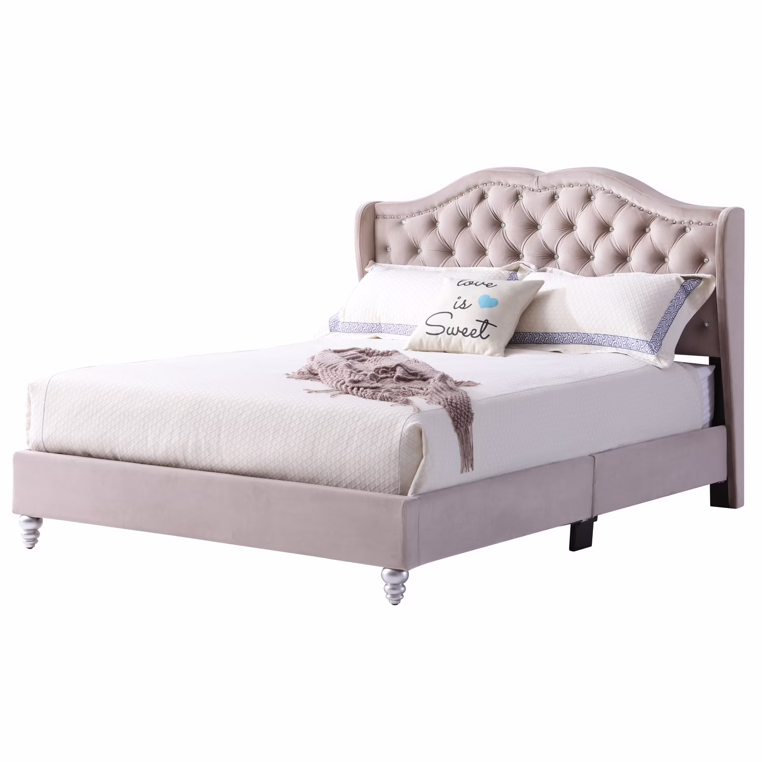 LYKE Home Queen Upholstered Bed , Beige