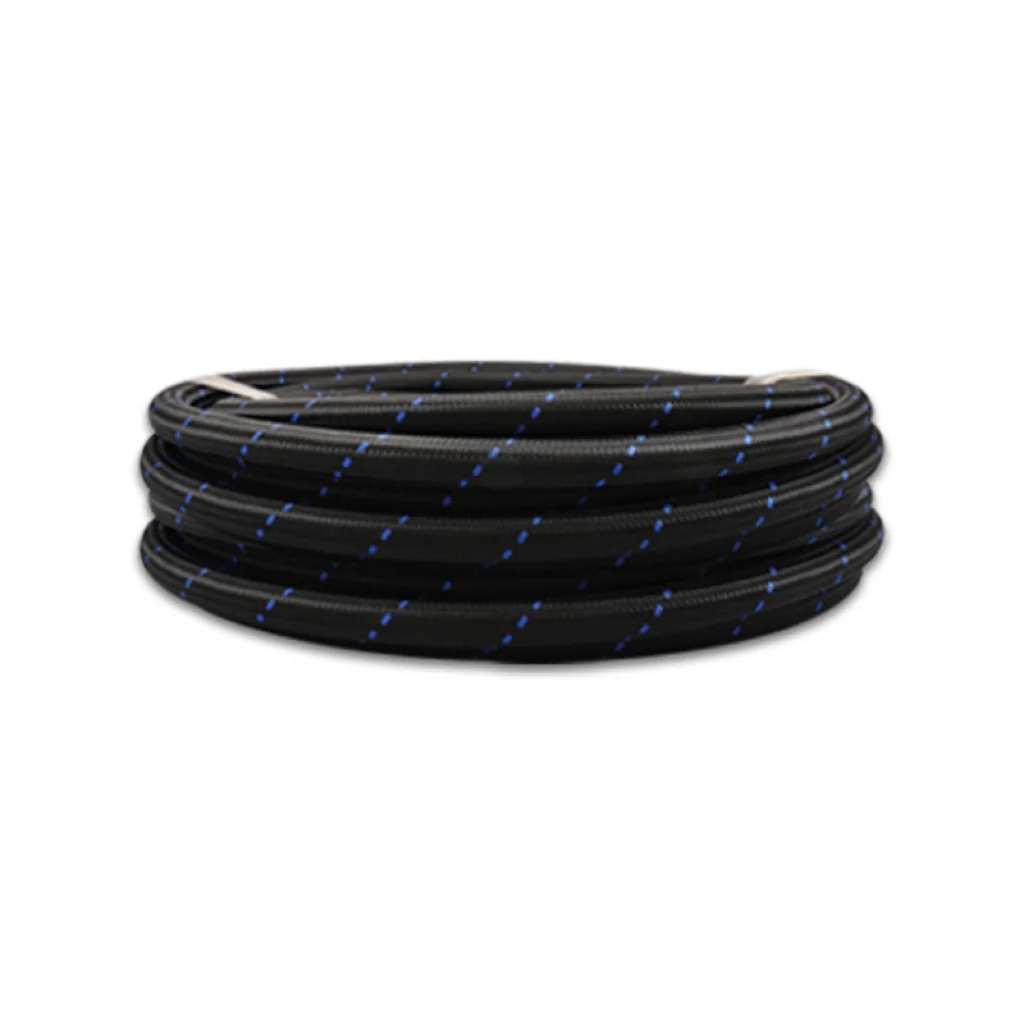 Vibrant Braided Flex Hose Two-Tone Black/Blue Nylon -10 AN 5 Foot Roll