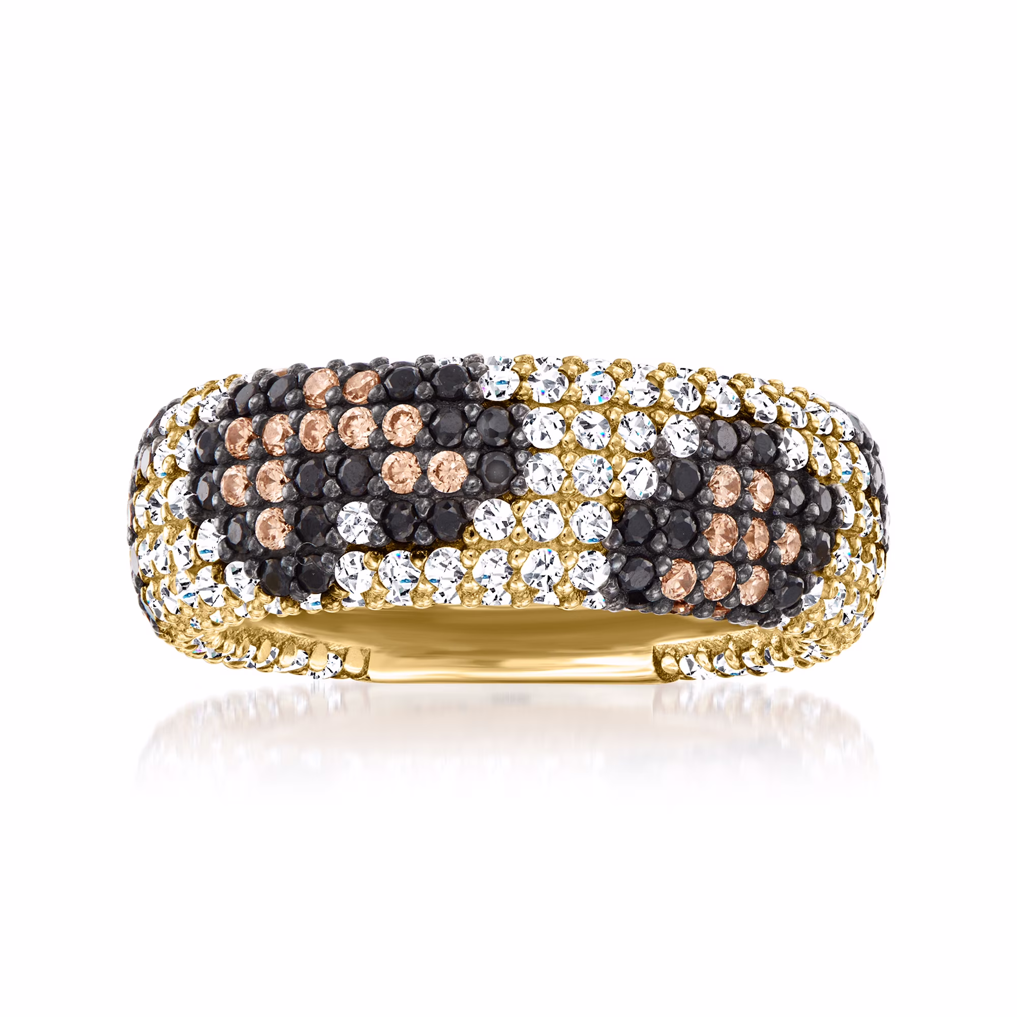 Ross-Simons 1.80 ct. t.w. Multicolored CZ Leopard-Print Ring in 18kt Gold Over Sterling, Women's, Adult