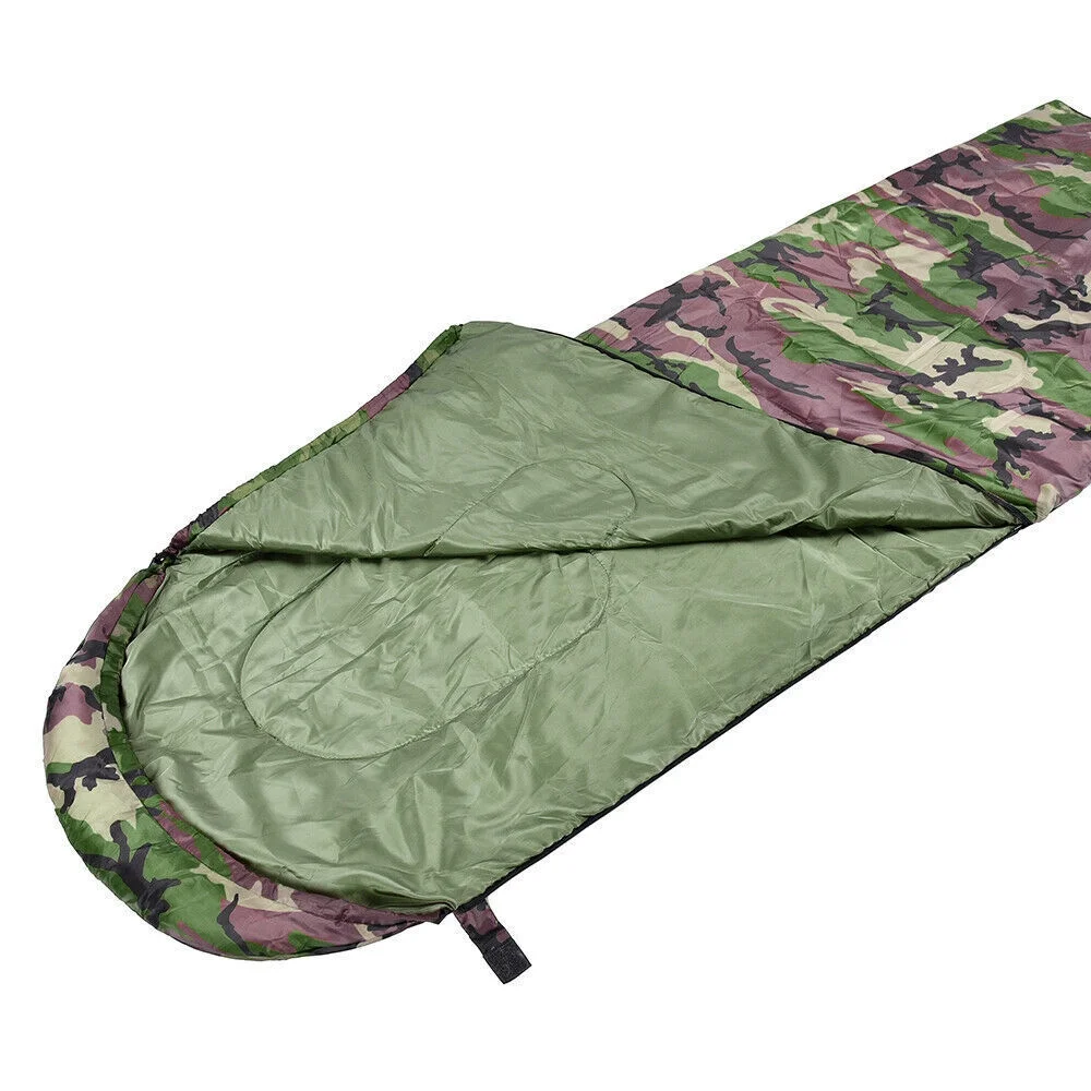 Outdoor Envelope Sleeping Bag Waterproof Ultralight Warm Adult Camping Hiking, Army Green Camo