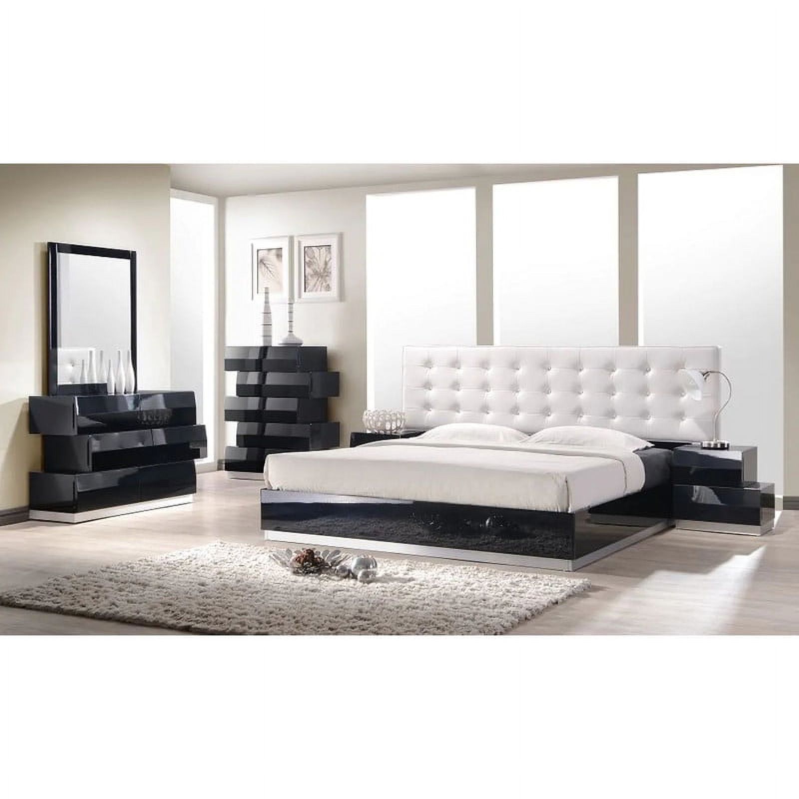 Milan Modern 3-Piece Bedroom Set, Black, Queen