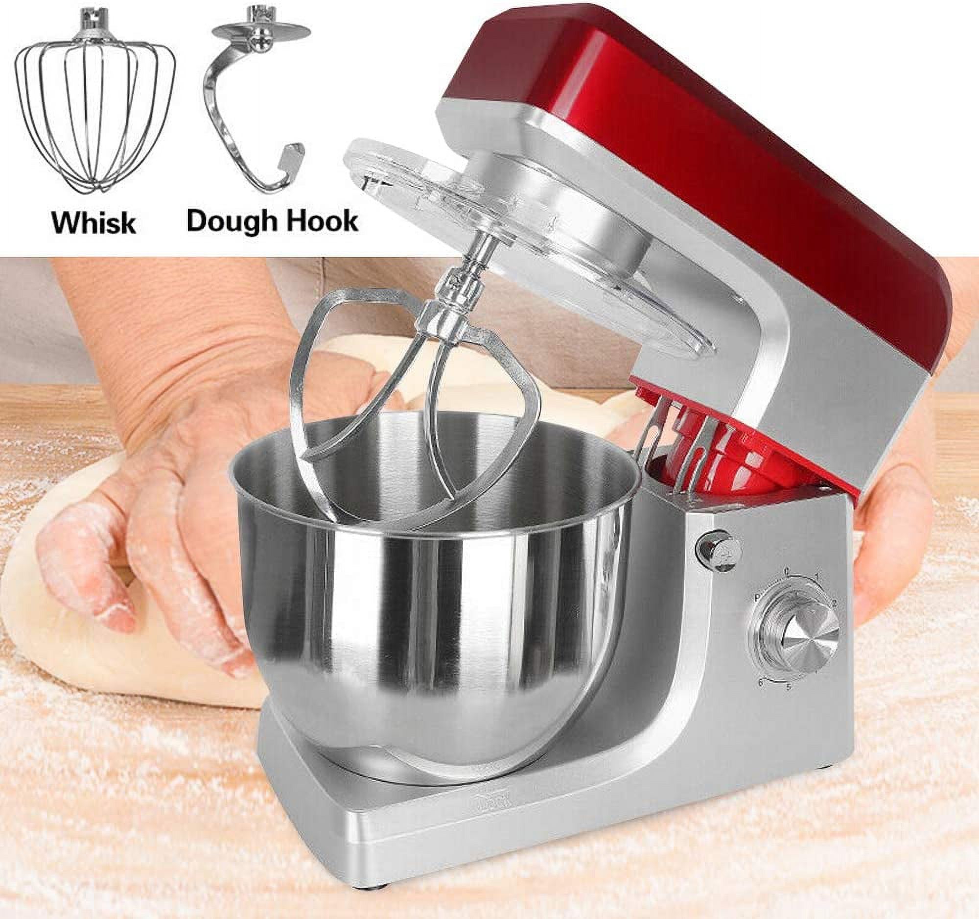 Commercial Stand Mixer 7L Commercial Electric Food Mixer with Dough Hook Kitchen Stainless Steel Dough Mixer Egg Beater Six Speed Household Red