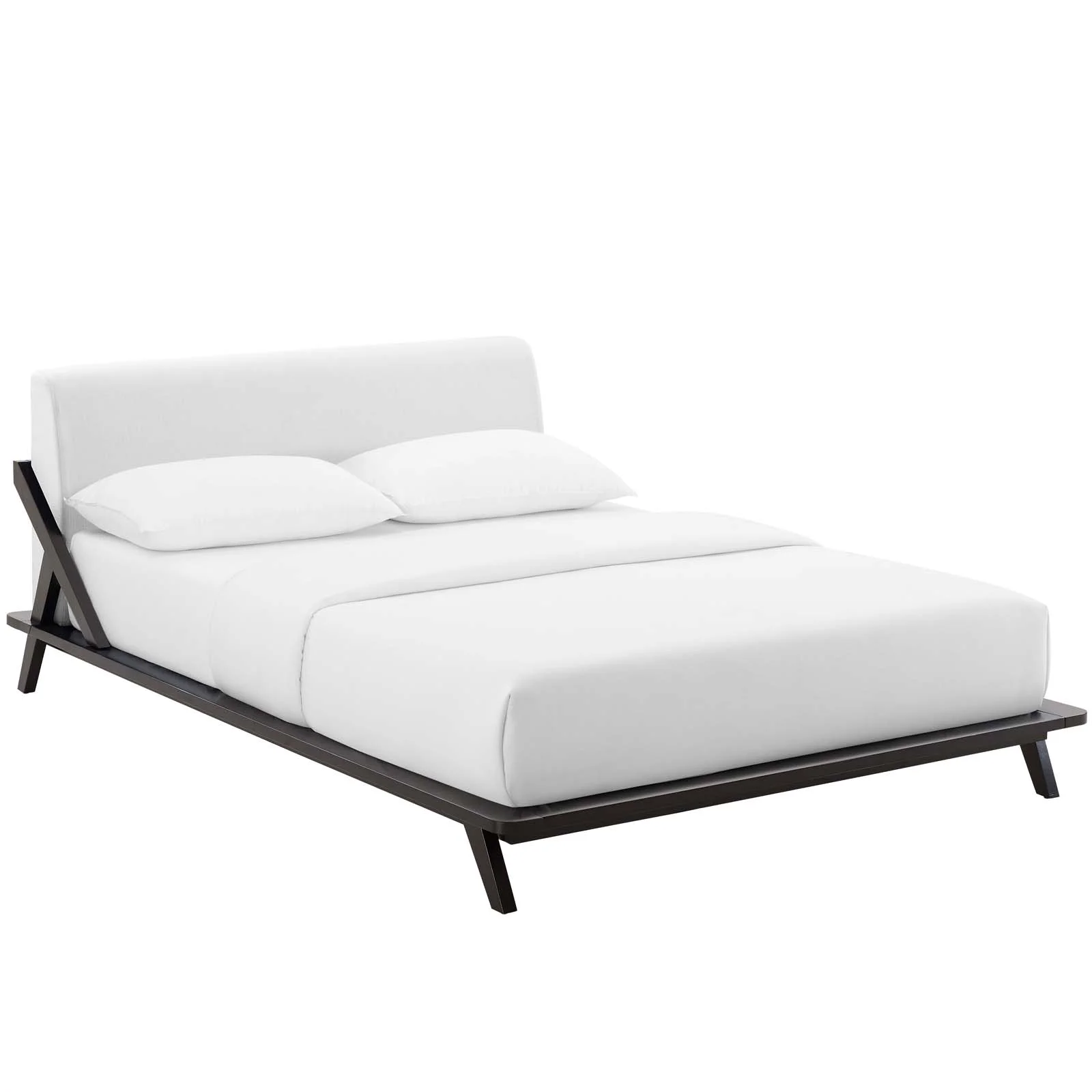 Modway Luella Queen Upholstered Fabric Platform Bed in Cappuccino White