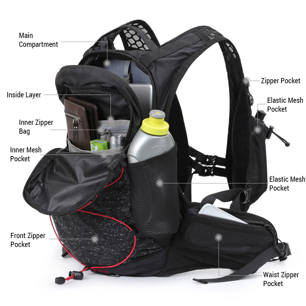 Hydration Running Backpack Cycling Breathable Ultralight Riding Bag with 2L Water Bladder