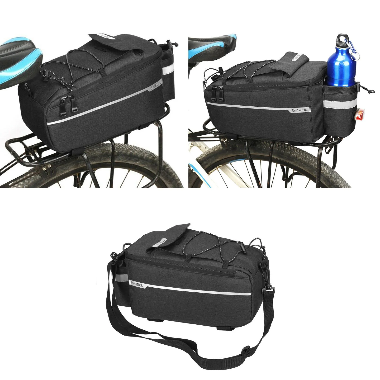 10L Cycle Rear Rack Pannier Trunk Bag , Black, 38x15.5x18cm