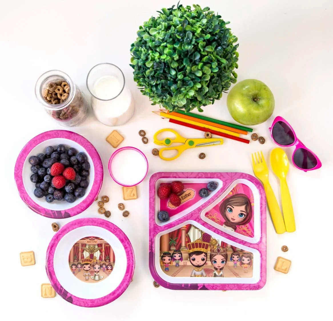 He Loves Me Queen Esther 5 Piece Mealtime & Dinnerware Kids Set BPA Free