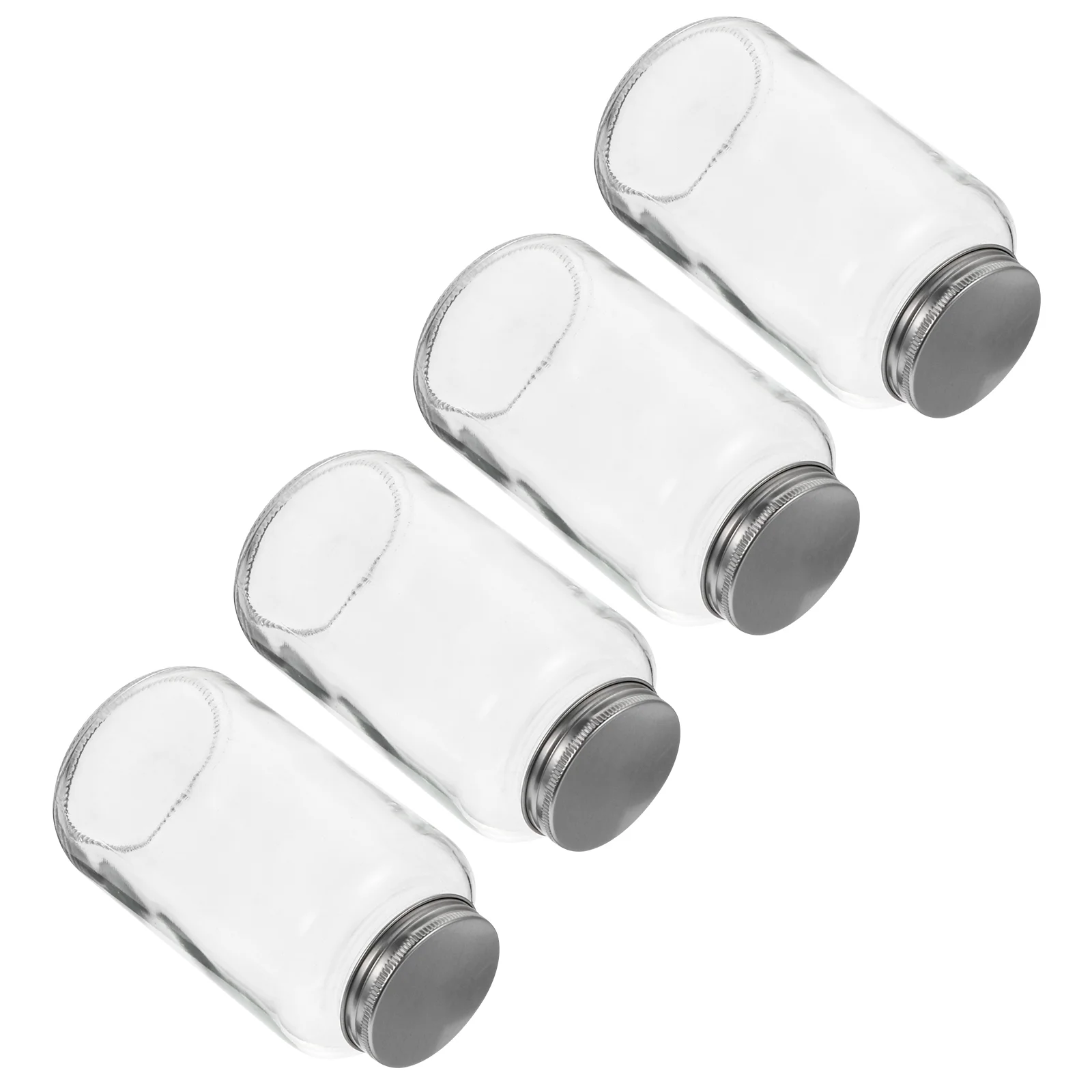 4Pcs 500ML Glass Milk Tea Water Bottles Transparent Juice Beverage Bottles