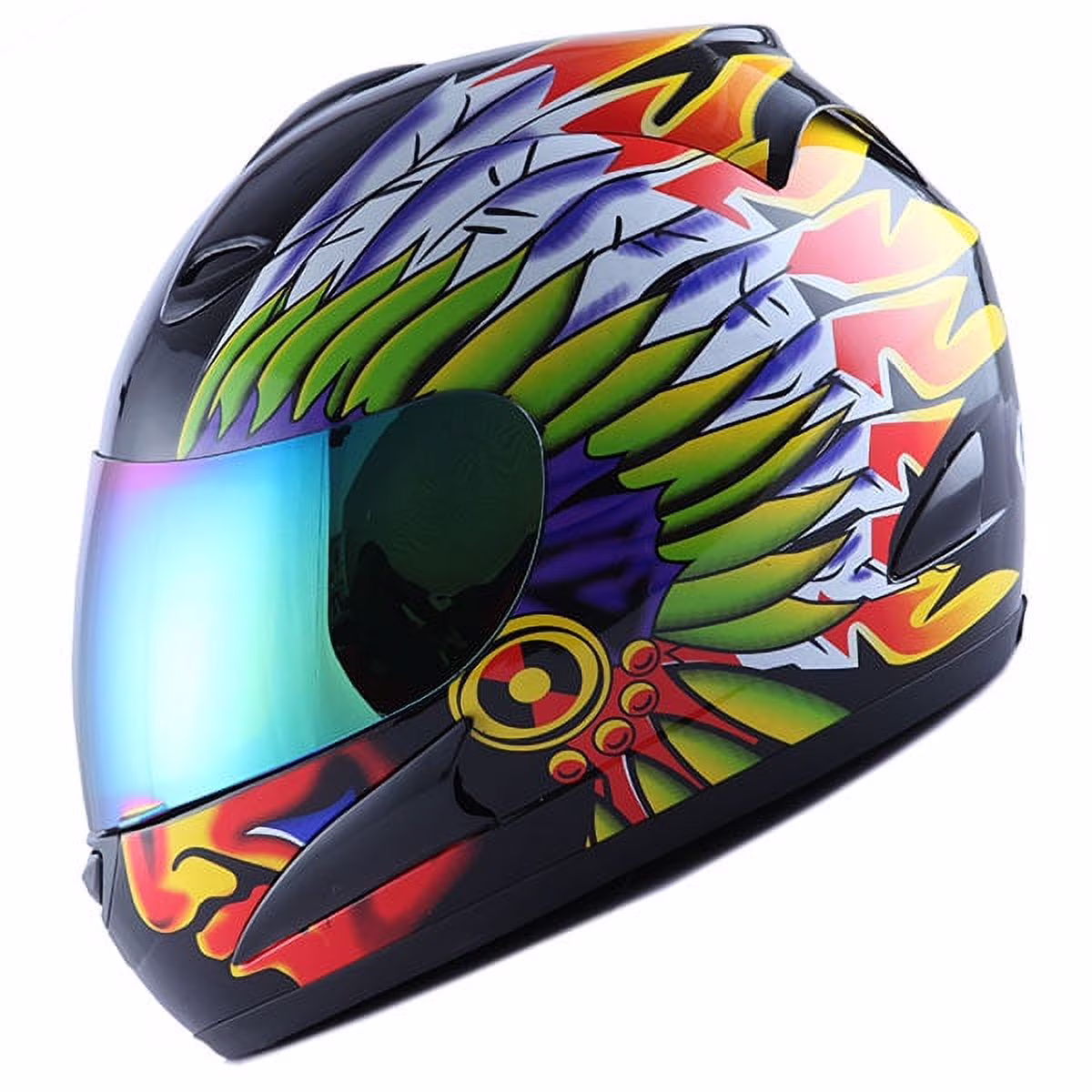 WOW Motorcycle Adult Full Face Helmet HJMCLS Chief Indian Black