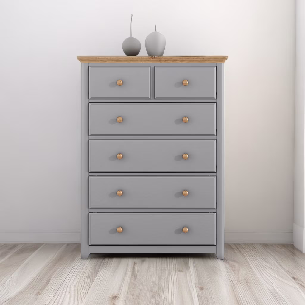 Storage Dresser, Solid Wood 6-Drawer Storage Chest, Storage Cabinet with 6 Drawers for Bedroom