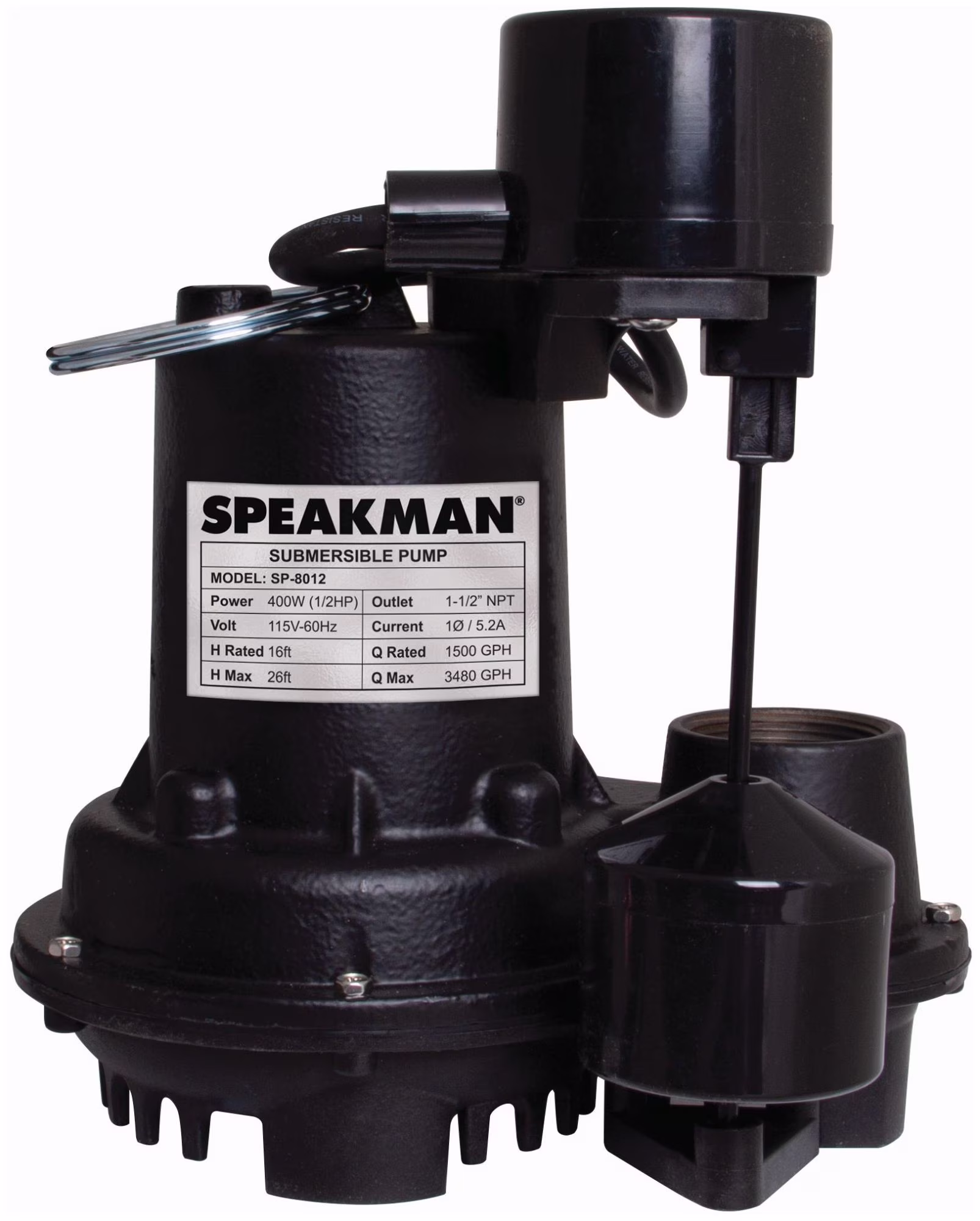 Speakman Sp-8012 1/2 Hp Sump Pump - Black