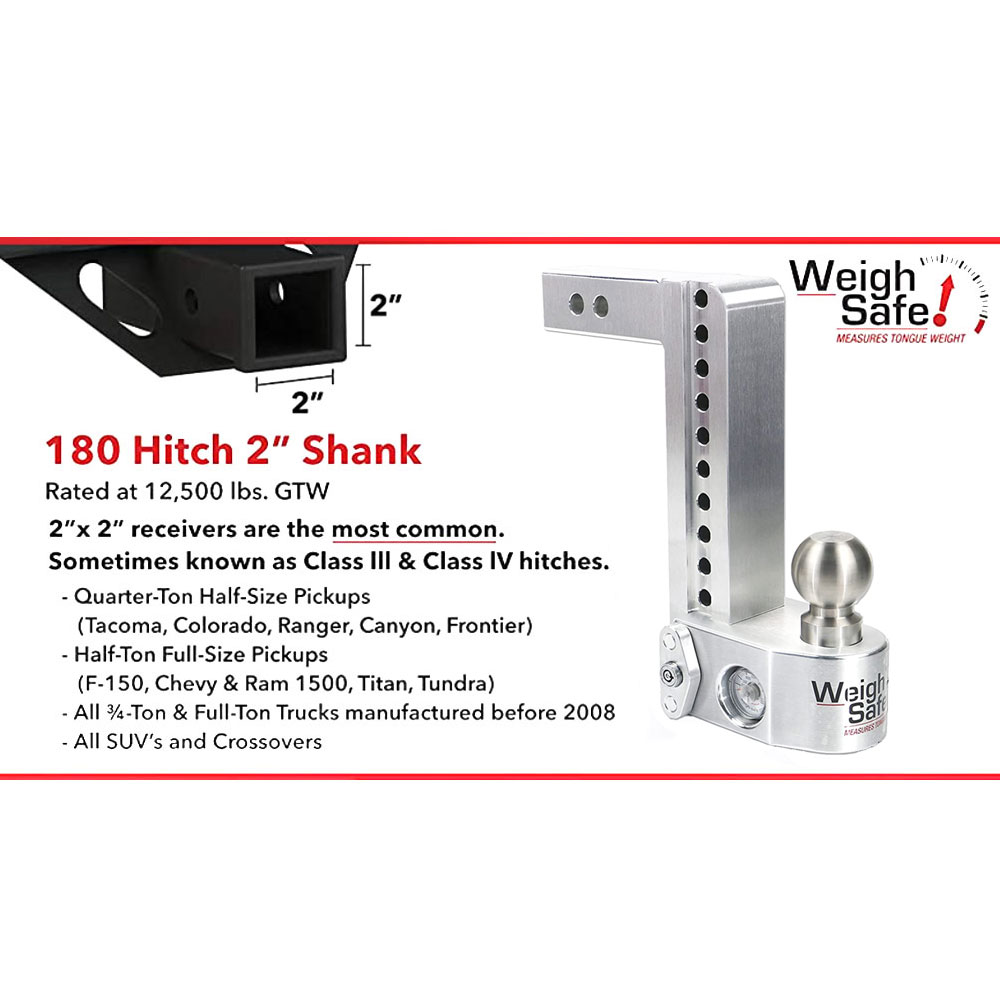 WEIGH SAFE 10in Drop Hitch/2in Shank 8K/12.5K GTWR Ball Mount with Keyed Alike 4 Lock Set (WS10-2-SET)