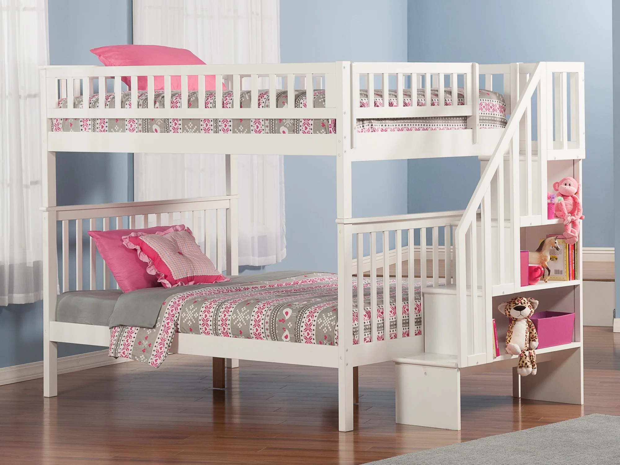 Woodland Staircase Bunk Bed Full over Full in Multiple Colors and Configurations