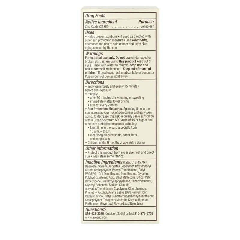 Aveeno Positively Mineral Sensitive Skin Daily Sunscreen Lotion for Face, Broad Spectrum SPF 50 Facial Sunscree (Pack of 4)