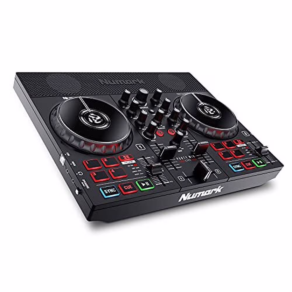 Numark Party Live DJ Controller Set with Lights, Speakers, Mixer for Serato Lite and Algoriddim Djay Pro AI