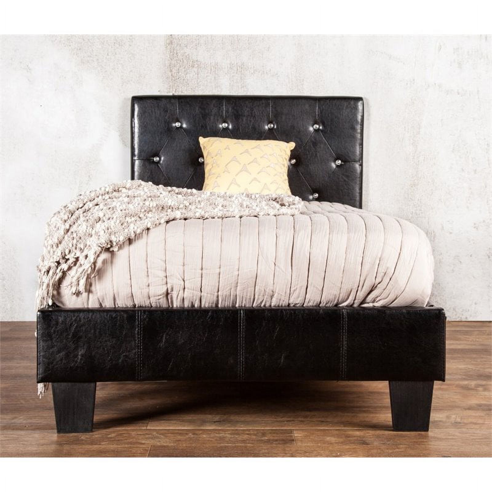 Furniture of America Kylen Faux Leather Queen Platform Bed in Black
