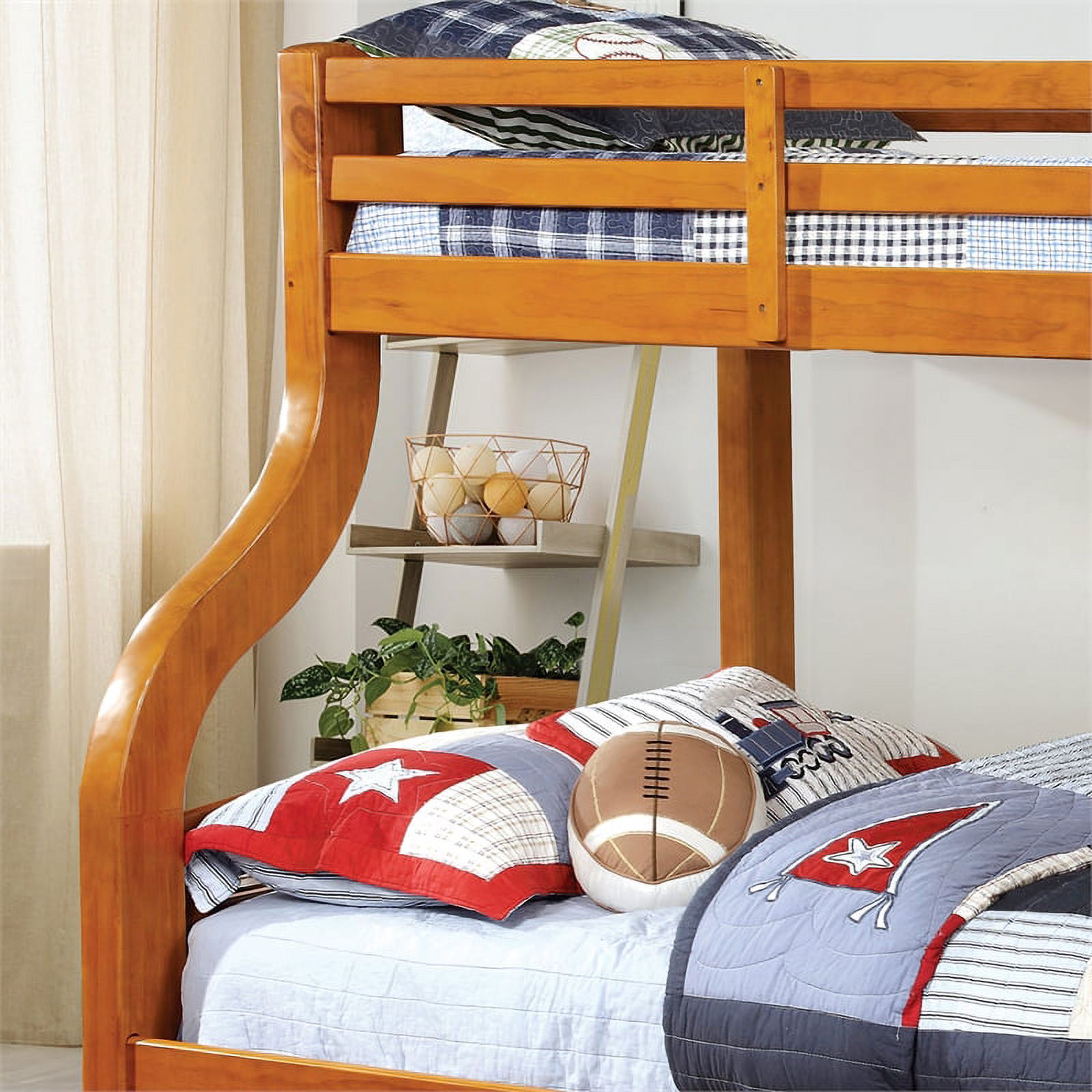 Furniture of America Gastrom Wood Twin over Full Bunk Bed in Oak