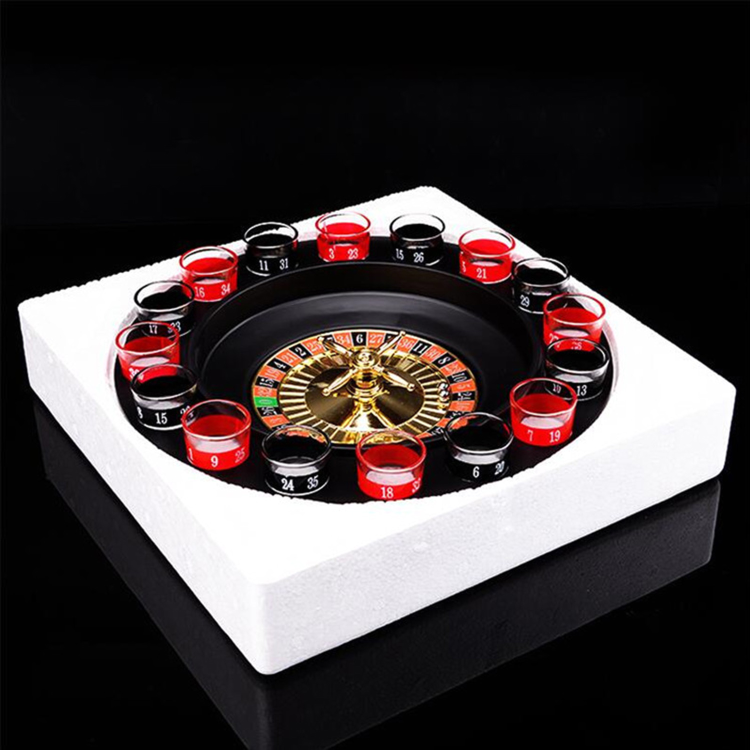Shot Glass Roulette Novelty Gifts Drinking Party Game, 16PCS, Red/Black, The Perfect White Elephant Gifts For Adults Game Night