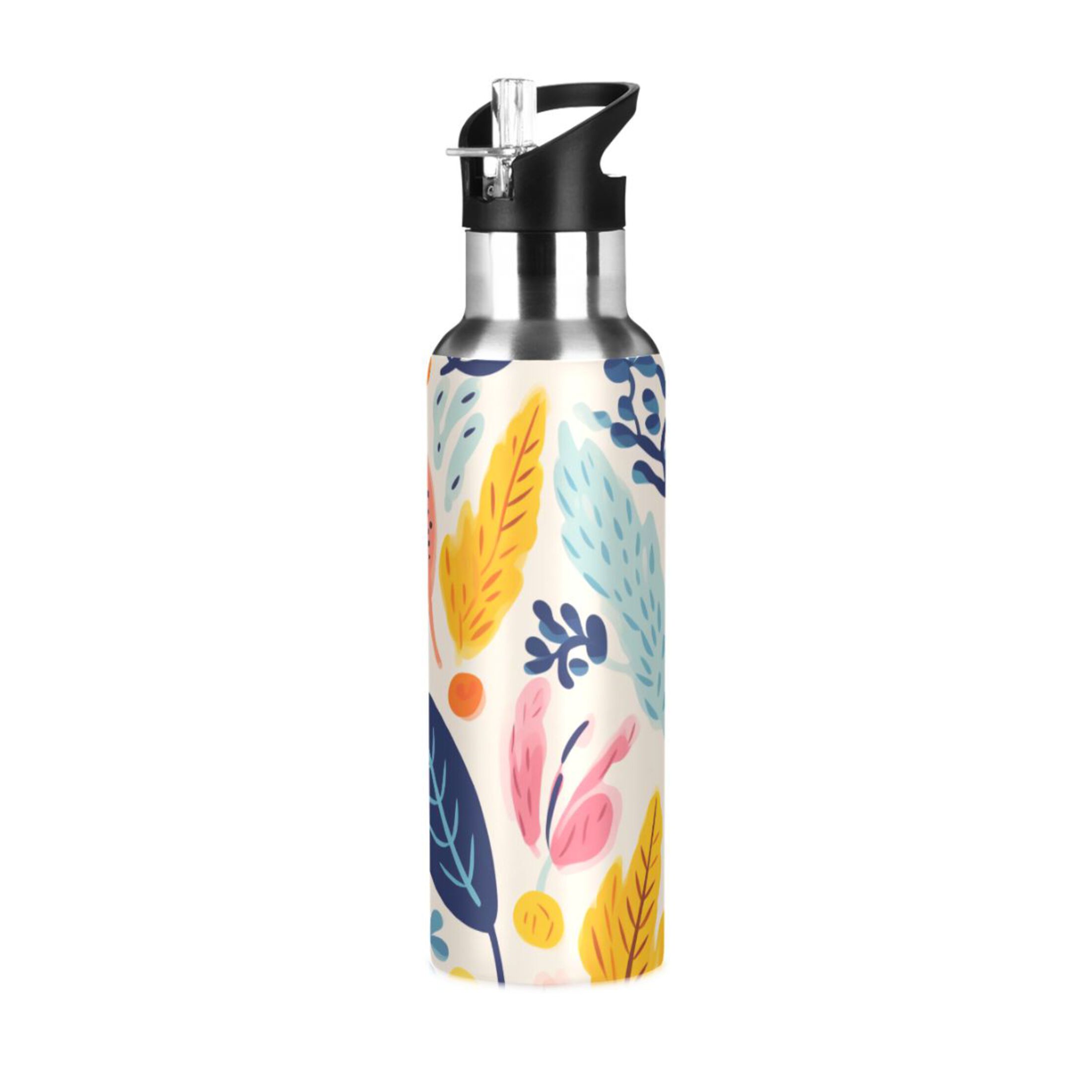 Leaves Autumn Water Bottles Insulated Thermos Kids Stainless Steel Bottle with Straw Lid Flask Leakproof for Sports Gym 20 oz