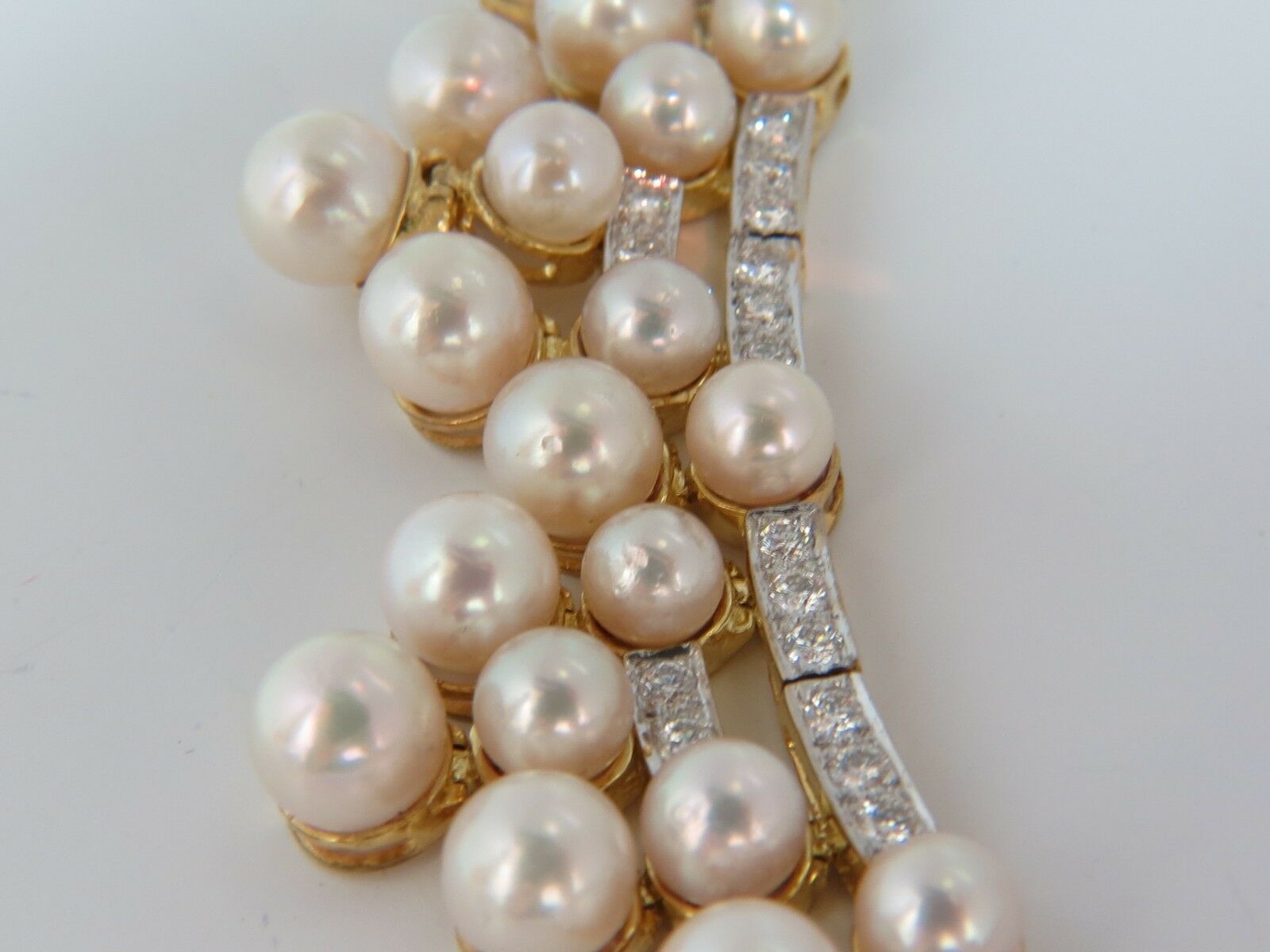10.00ct NATURAL DIAMONDS & AKOYA PEARLS 18kt NECKLACE OPERA RIVIERA