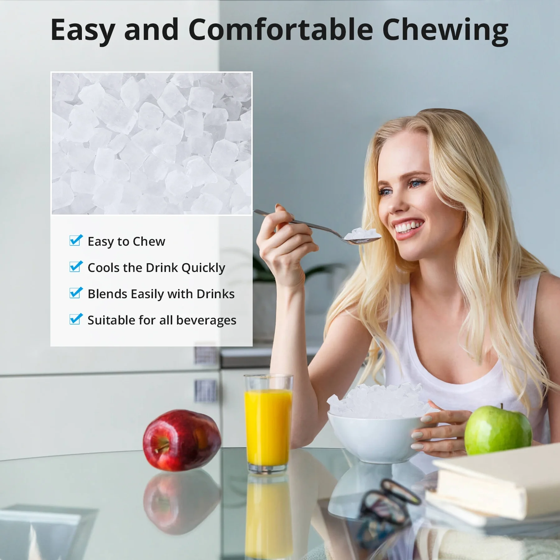 Homhougo—Nugget Ice Maker Countertop, Self-Cleaning Ice Machine Makes 35lb Ice in 24 Hrs, Stainless Steel