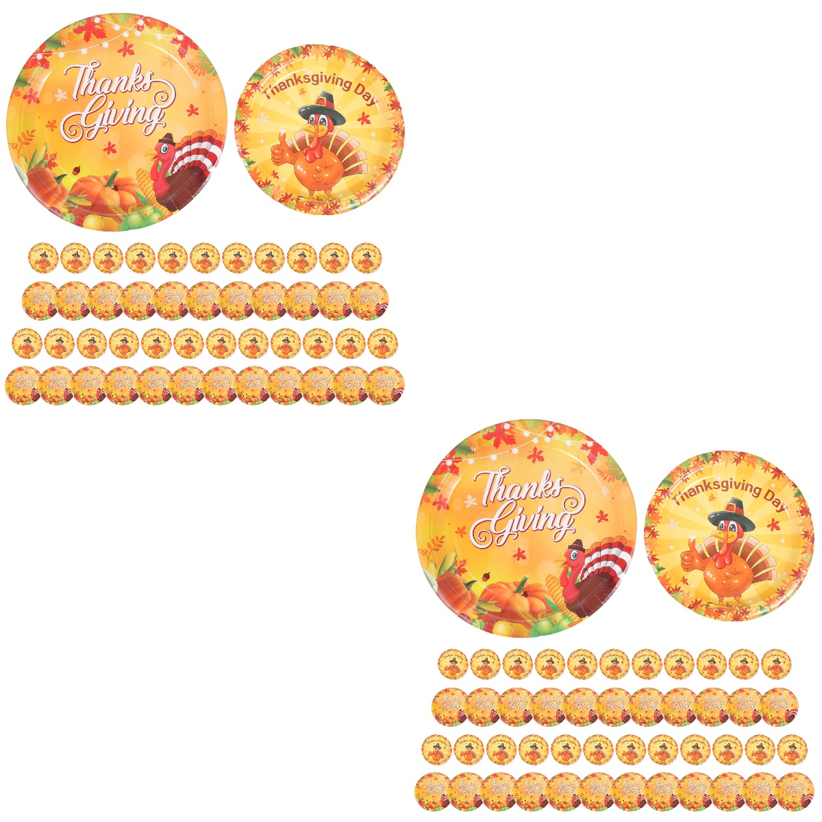 HOMEMAXS 96 Pcs  Disposable Party Plates Thanks Giving Paper Plates Turkey Pattern Party Tableware