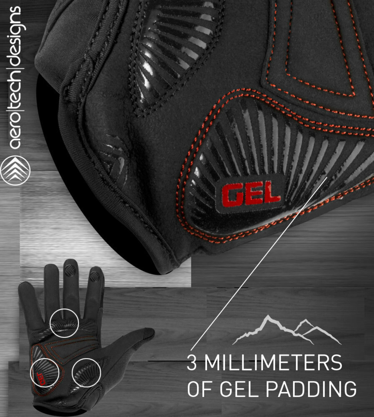 Aero Tech Enduro MTB Glove - Lightweight Full Finger Glove with Gel Padded Palm