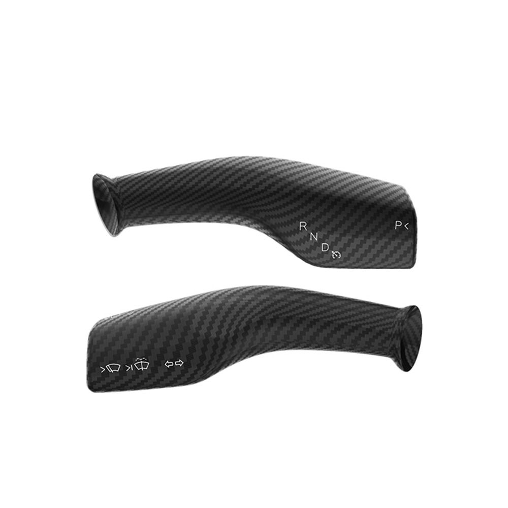 1 Pair Auto Decor For Tesla ABS Shift Knob Cover Whift Protection Cover Carbon Fiber Pattern For Tesla Model 3 Y Steering Wheel MATTE CARBON FIBER