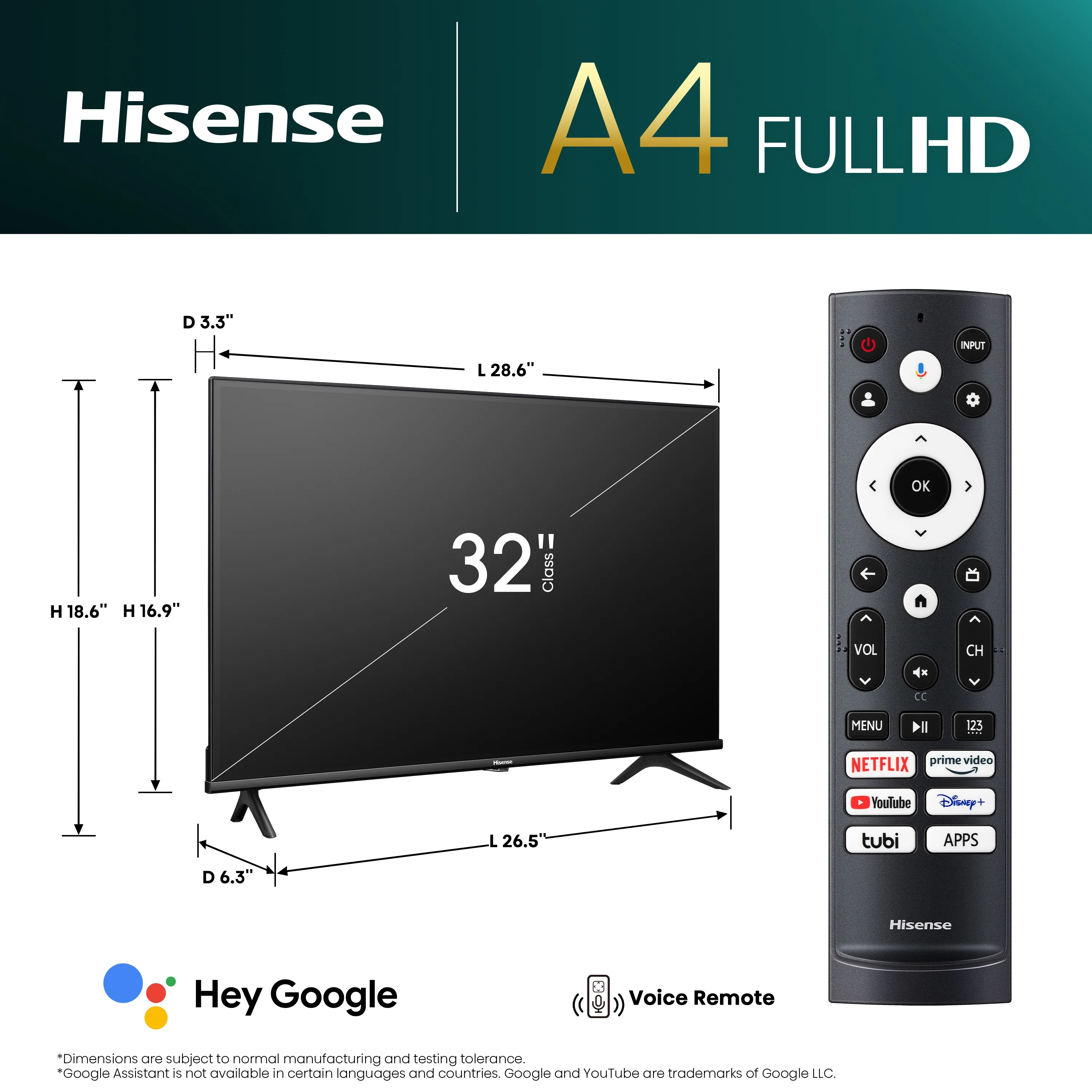 Hisense 32-Inch Class A4 Series FHD 1080p Google Smart TV (32A4K, 2023 Model) - DTS Virtual: X, Game & Sports Modes, Chromecast Built-in