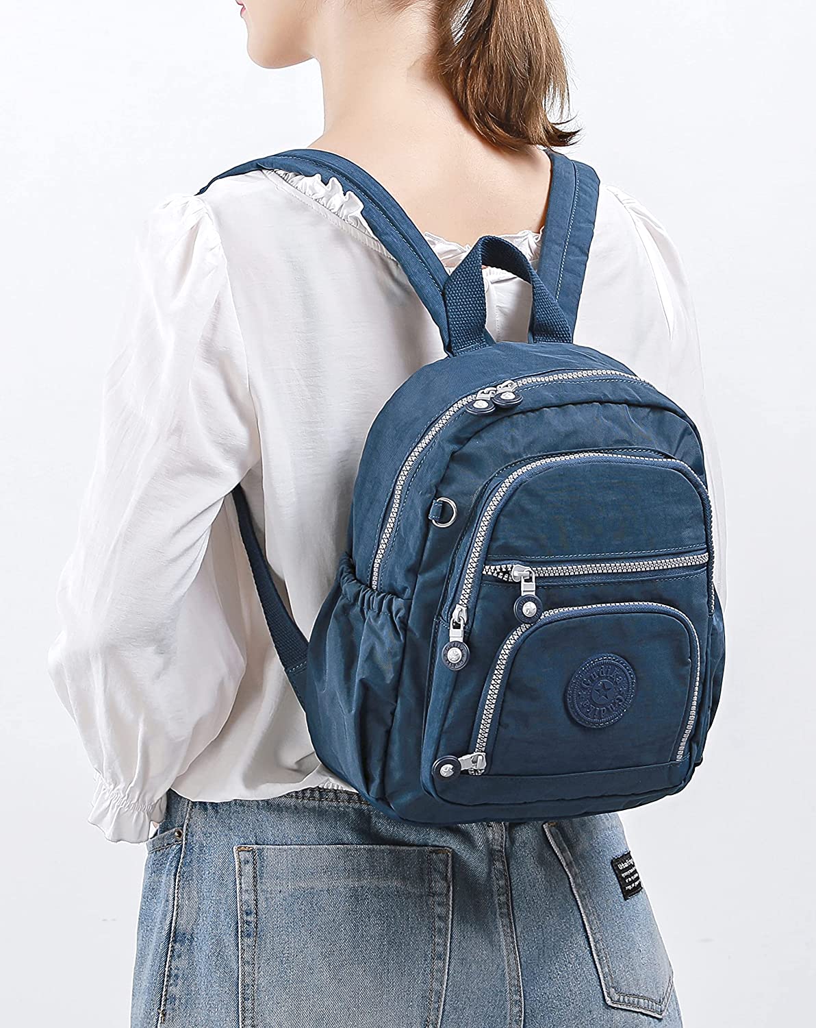 Mini Hiking Waterproof Laptop Backpack Purse for Women Girls and Men,Travel Backpack Dark Blue