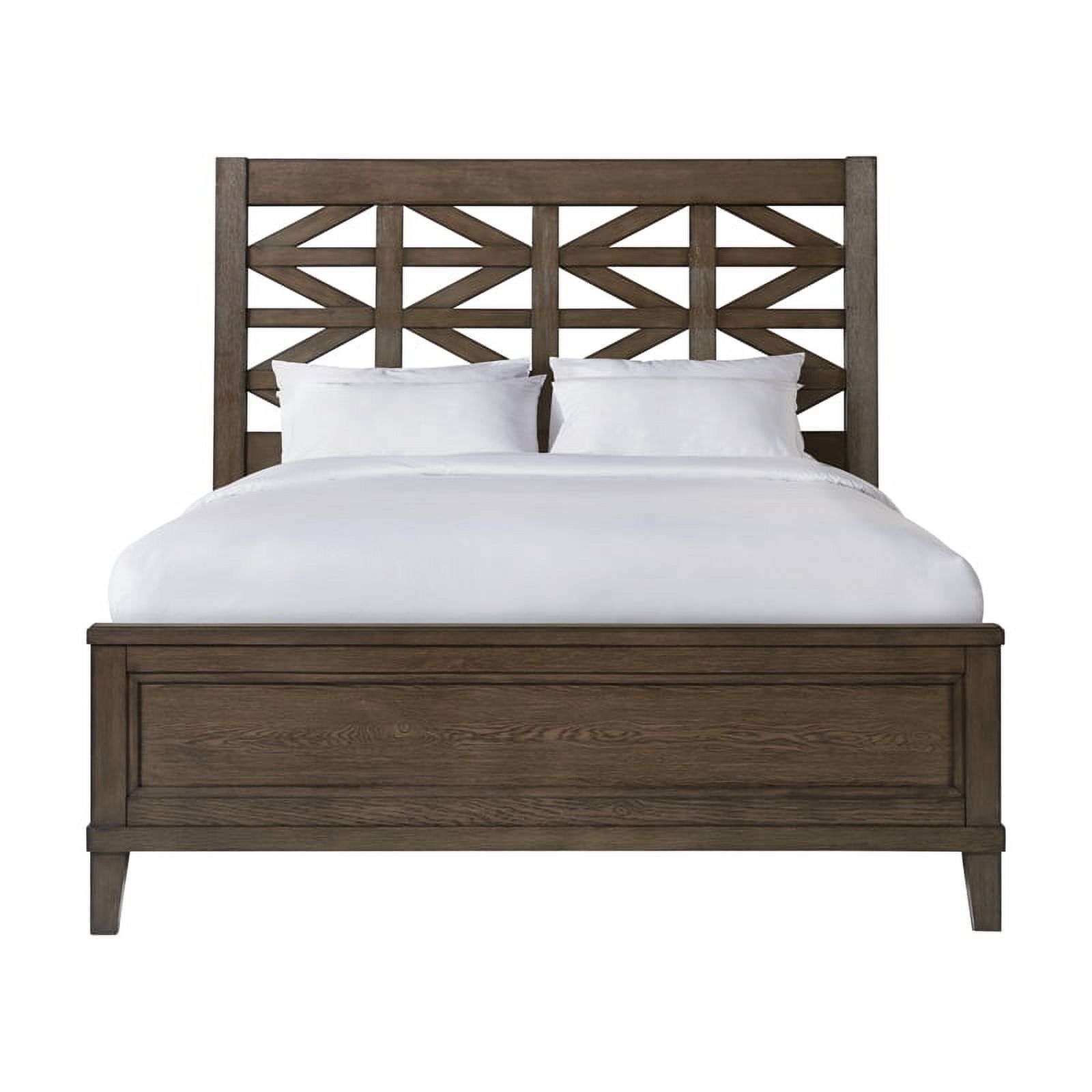 Intercon Furniture Preston Queen Bed with Lattice Headboard Weathered Oak finish