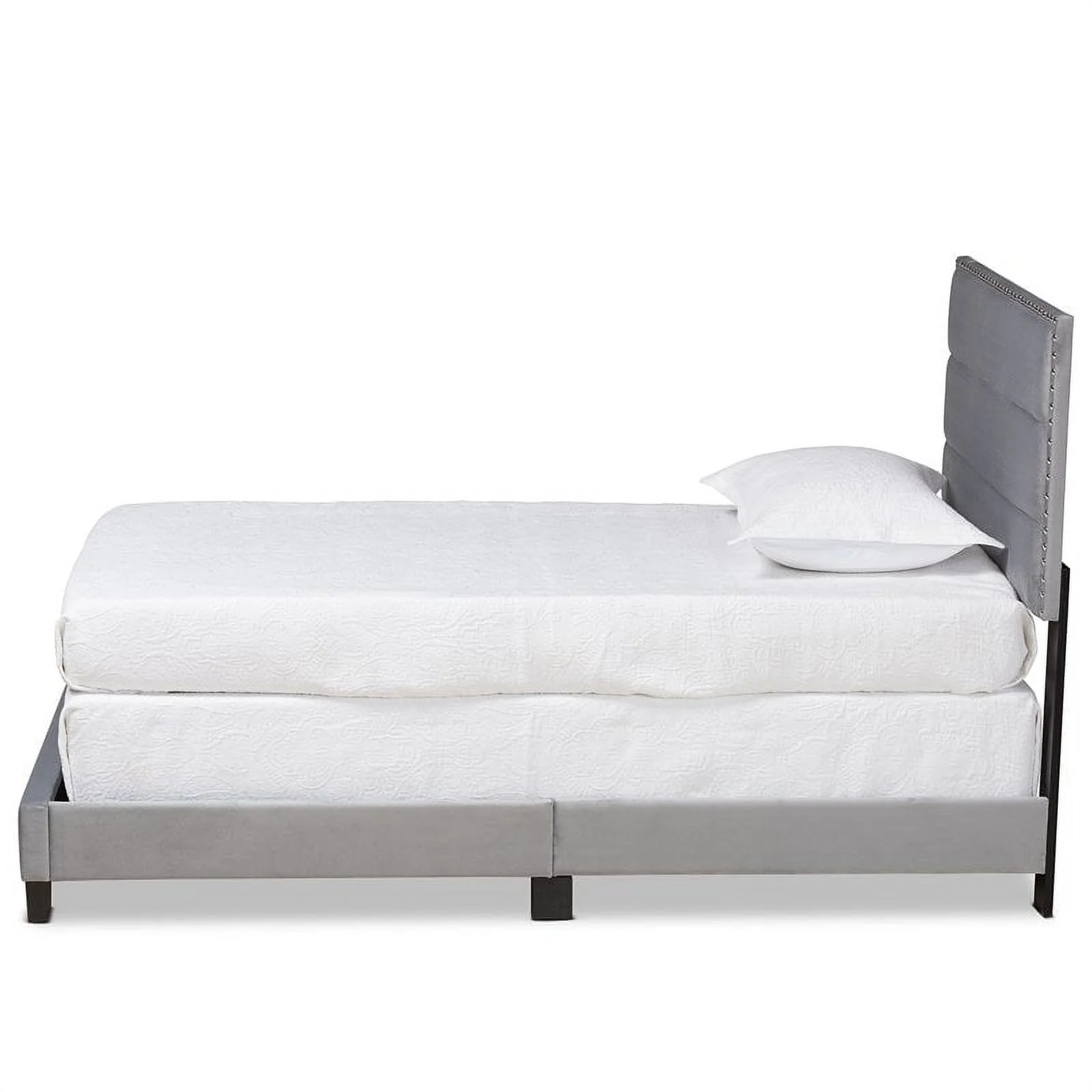 Bowery Hill Modern Grey Upholstered Twin Size Panel Bed