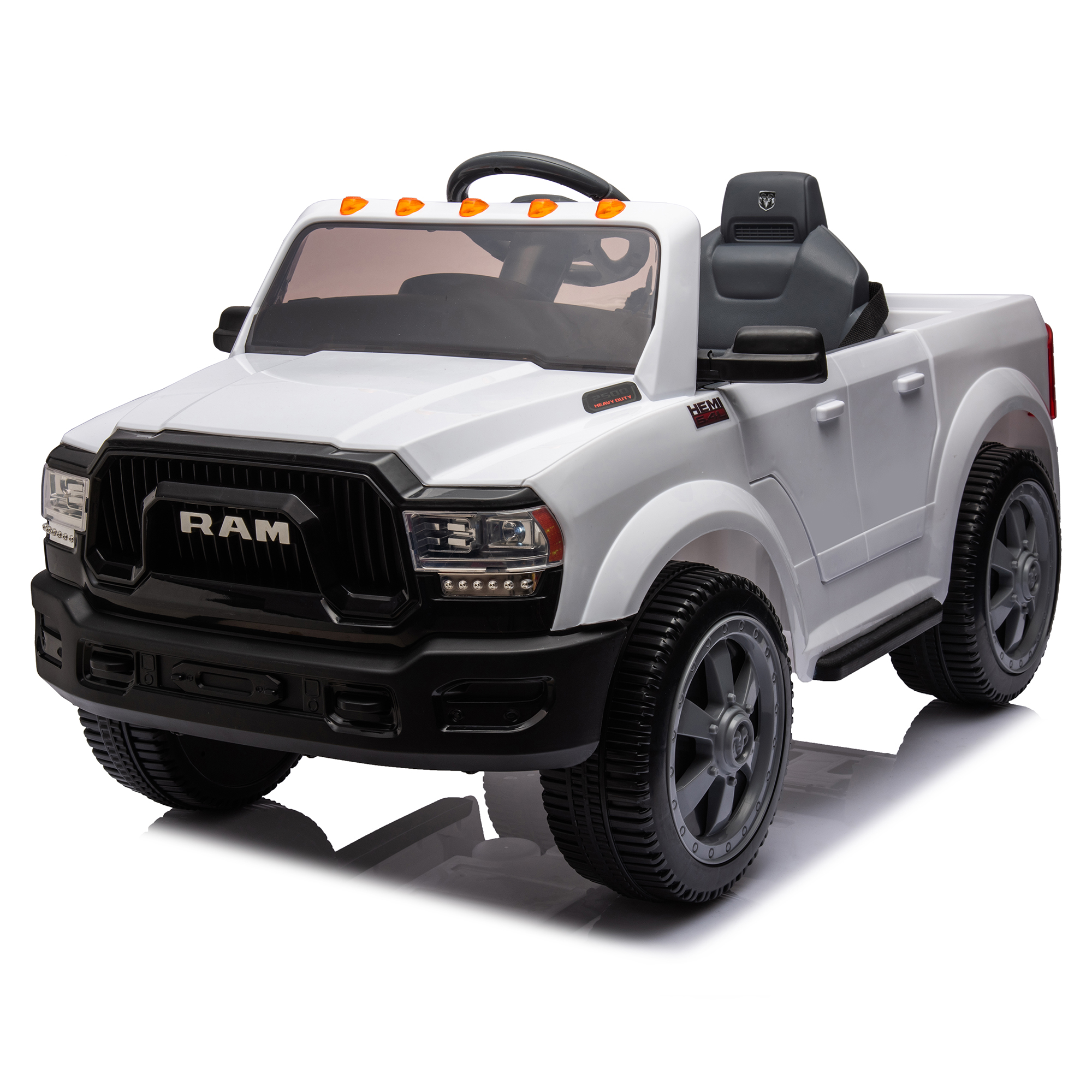 Licensed Dodge RAM 2500 12V Ride On Cars with Remote Control, Kids Electric Ride on Pickup Truck with Music, MP3/USB Port, Cup Holder, Back Storage, Electric Cars for Kids Boys Girls 3-6 Ages, White