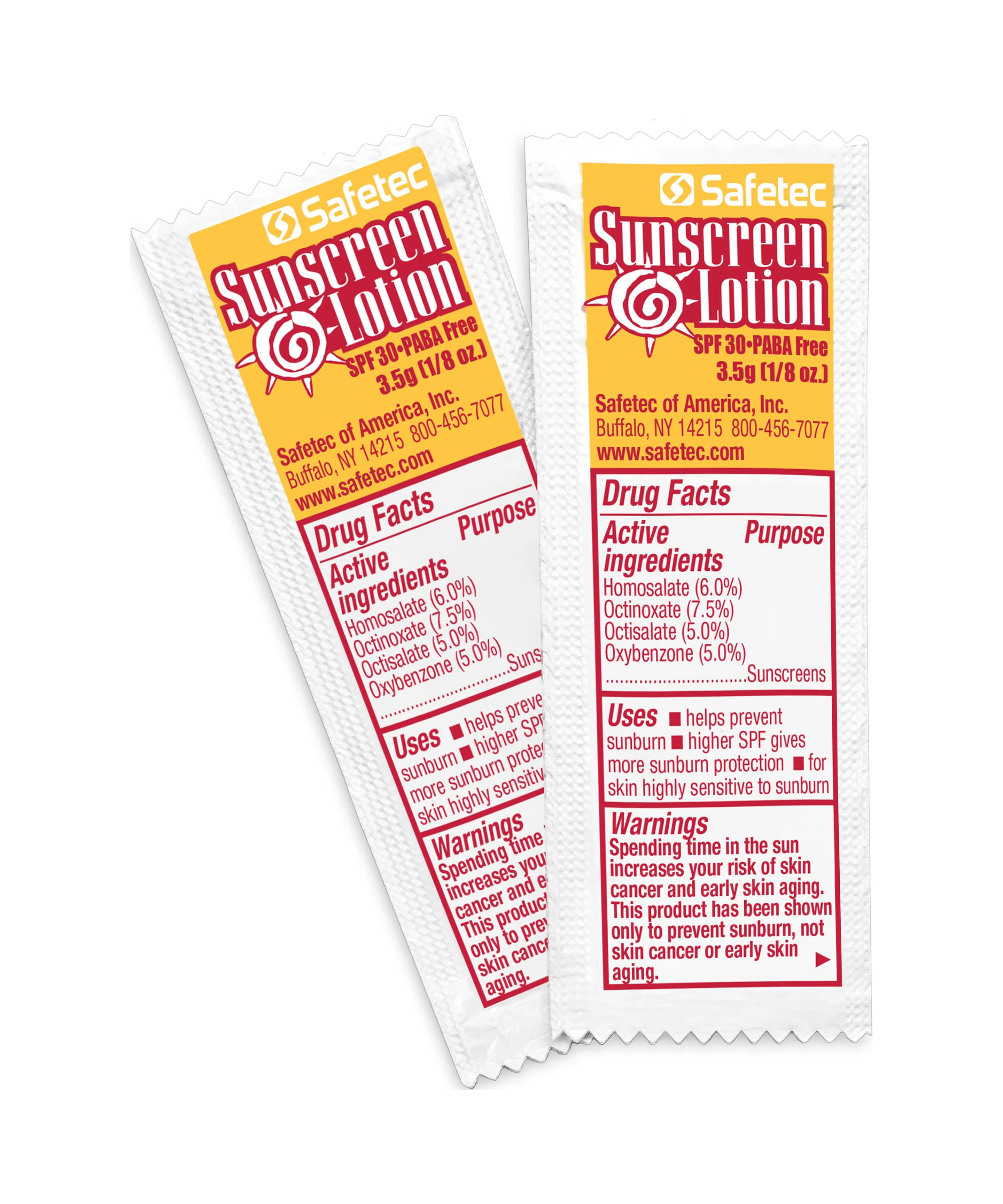 Safetec Sunscreen, 3.5 Gram Pouch (Bulk Package - 1000 Count) SPF 30