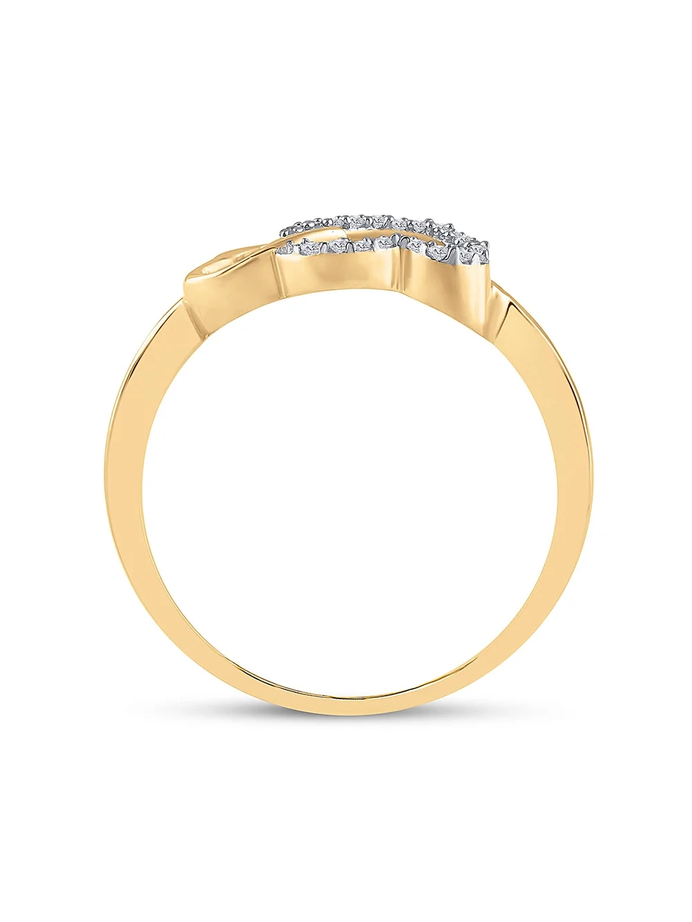 10kt Yellow Gold Womens Round Diamond Double Heart Ring 1/20 Cttw