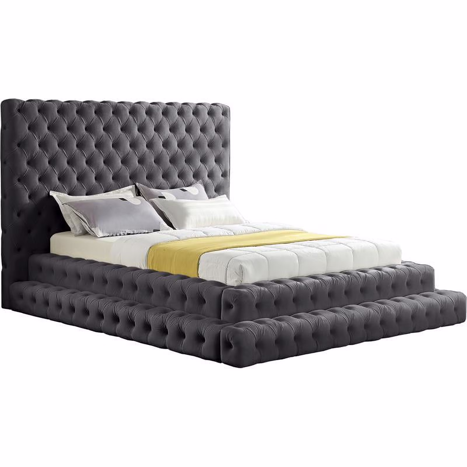 Meridian Furniture Revel Grey Velvet Queen Bed