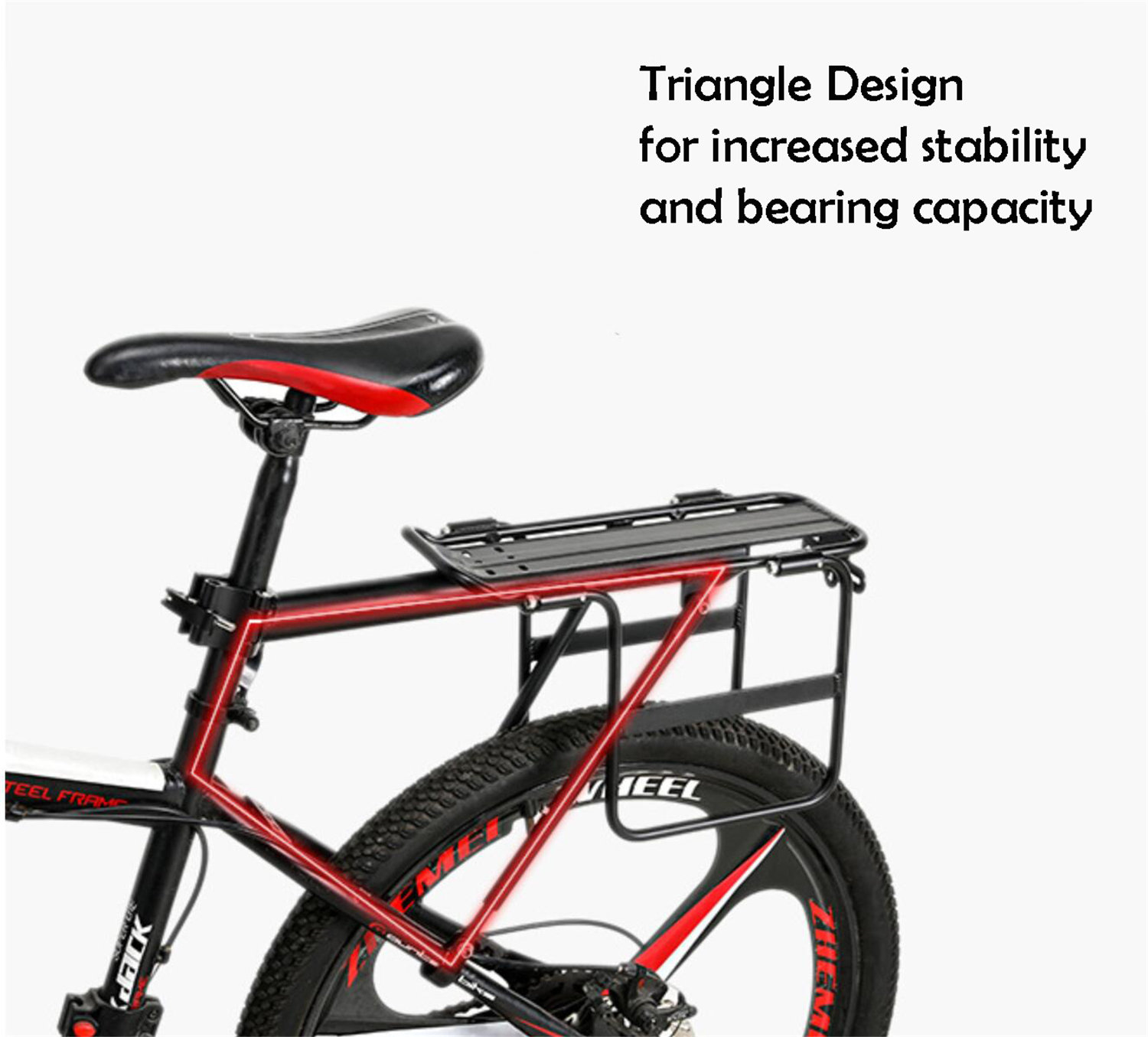 Bicycle Rear Rack Fender Luggage Rack Seat w/ metal adjustable side wing