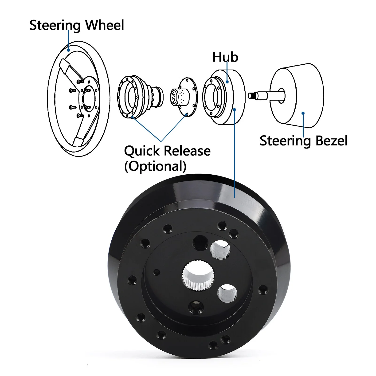 CNSPEED Black 5&6 Hole Automobile Steering Wheel Hub Adapter Car Polished Short Hub Connector For GM Chevy Flaming River Ldidit