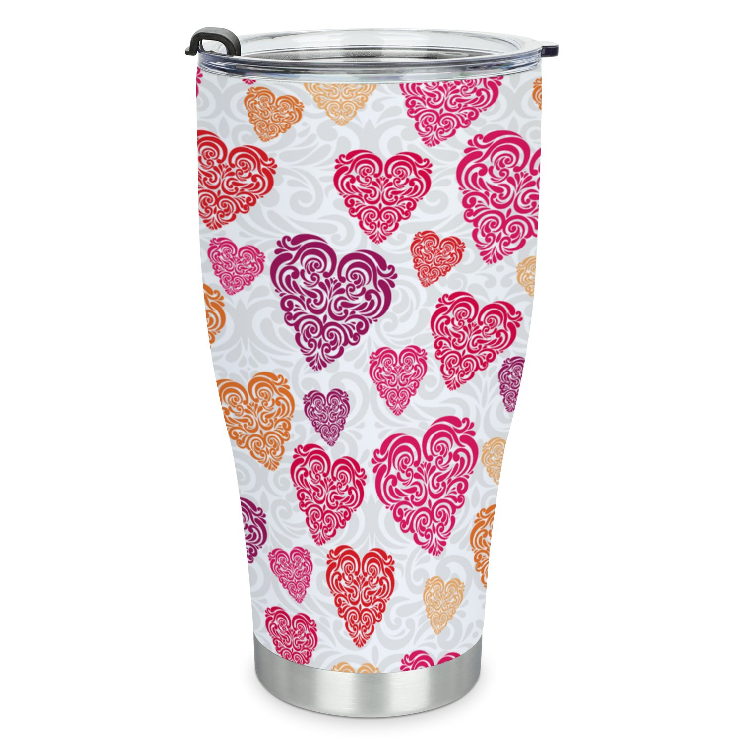 Hidove Stainless Steel Tumbler, Valentines Designed Background 30oz Leak Proof & Stainless Steel Bottle for Hot & Cold Drinks - Coffee Travel Mug, Water Metal Canteen, Thermal Cup