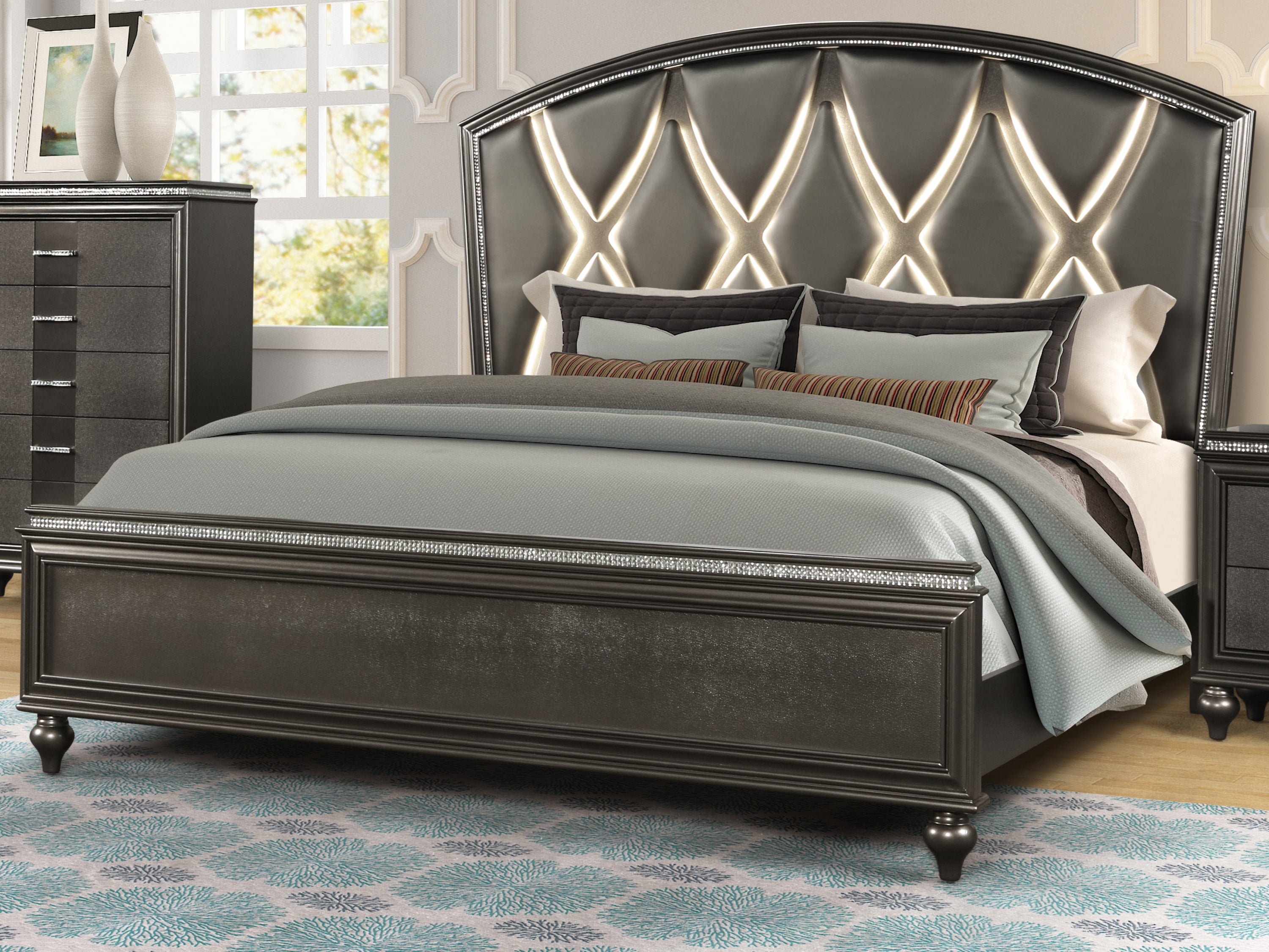 Wood in Copper Glow King Size LED Bed