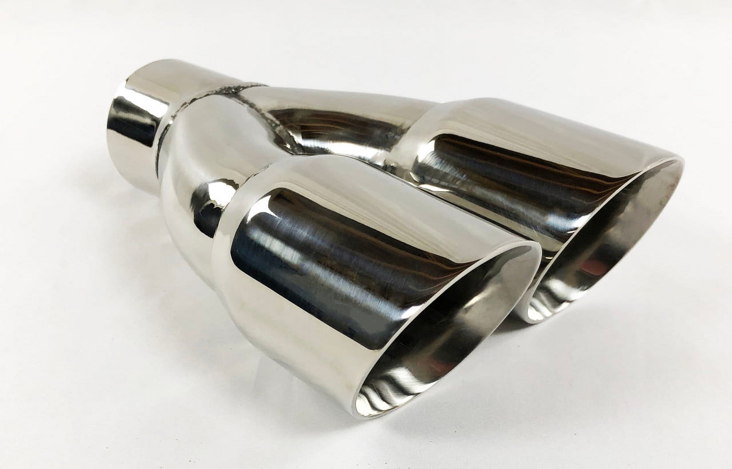 Exhaust Tip 2.50" Inlet Dual 3.00  X 9.50 Long  Round Double Wall Polished 304 Stainless WDDWRP30095-250-HP-SS Wesdon Exhaust Tip