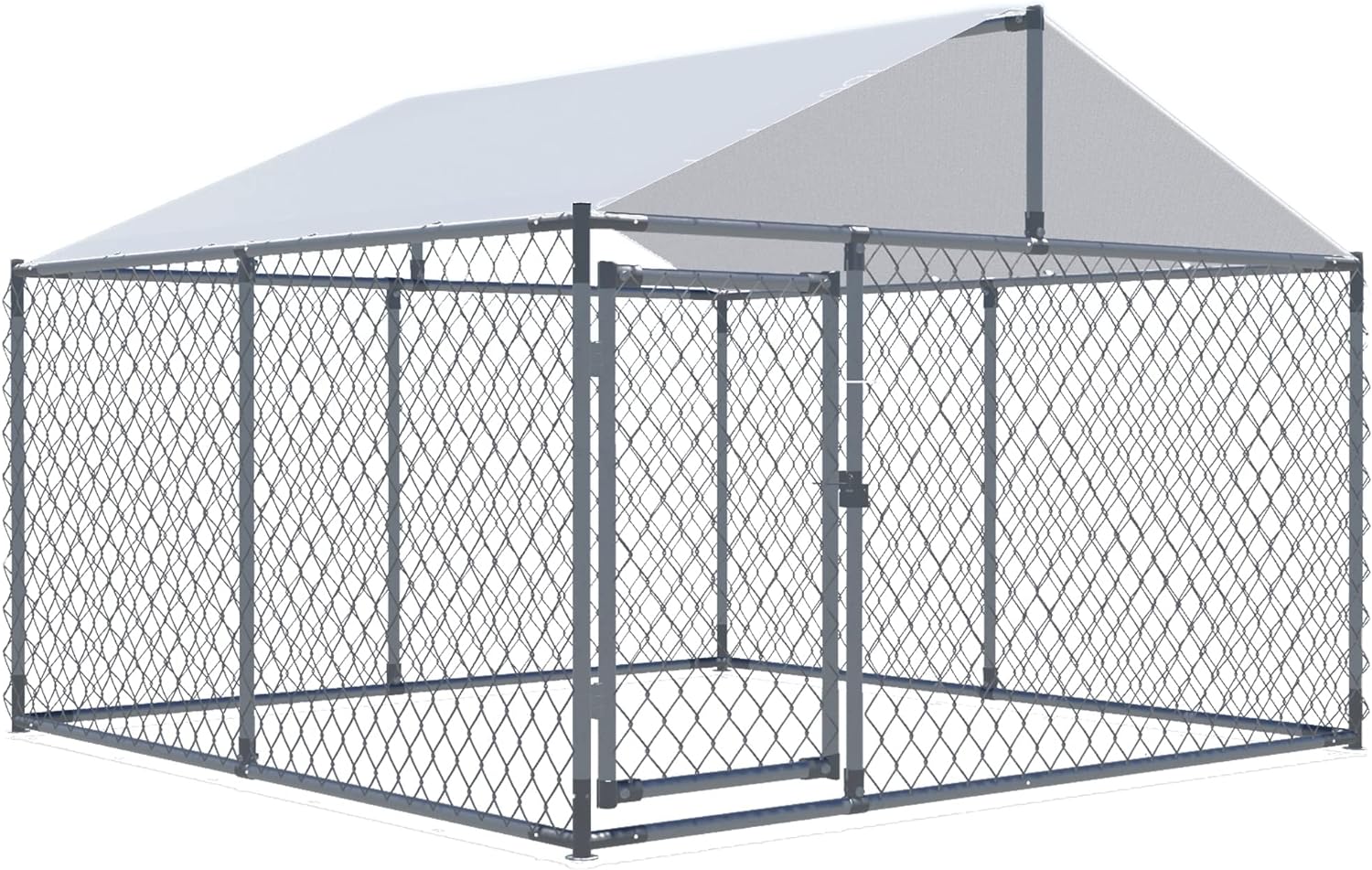 Aixvx 7.5'x7.5'x5.3' Outdoor Dog Kennel Heavy Duty Outdoor Fence Dog Run, Anti-Rust Dog Cage with Waterproof UV-Resistant Cover and Updated Secure Lock